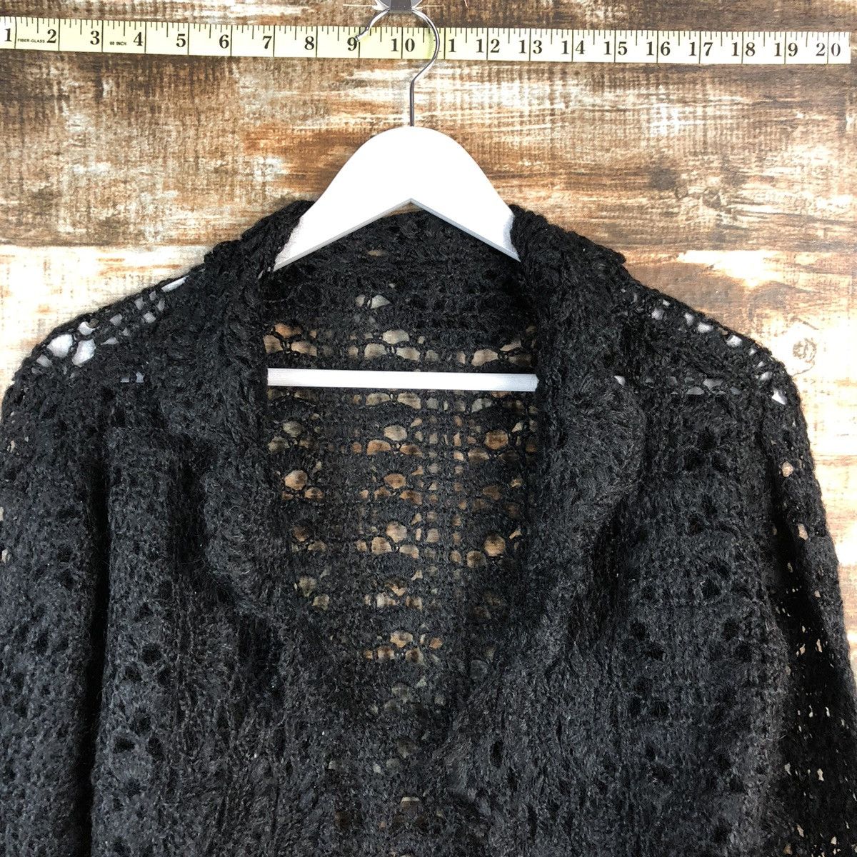 Handmade Japan vintage meshnet crochet Black knitwear #A2492 Size S / US 4 / IT 40 - 4 Thumbnail