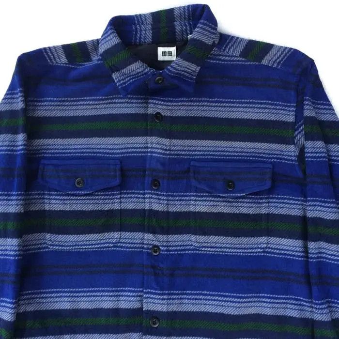 Flannel × Japanese Brand Japanese Brand Uniqlo Fleece Striped Design Shirt Button Up Size US L / EU 52-54 / 3 - 2 Thumbnail