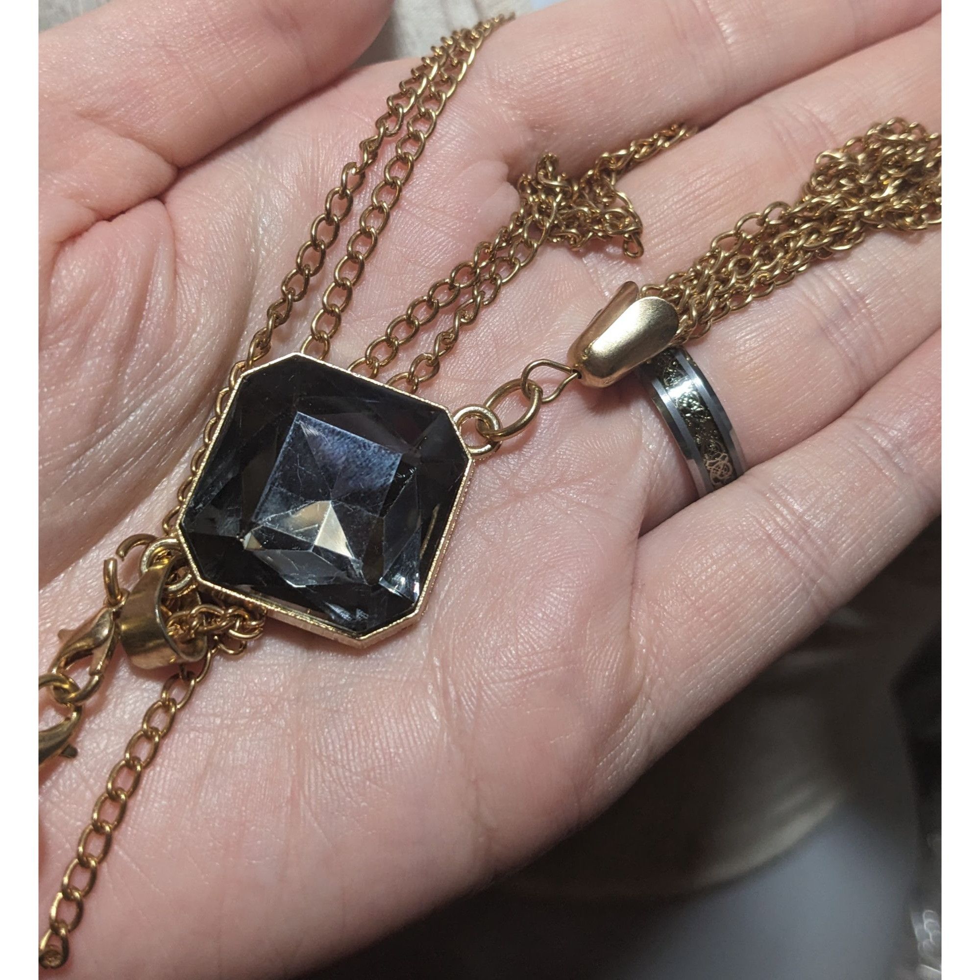 Other Gold Chain Necklace With Crystal Pendant & Tassel Size ONE SIZE - 7 Thumbnail