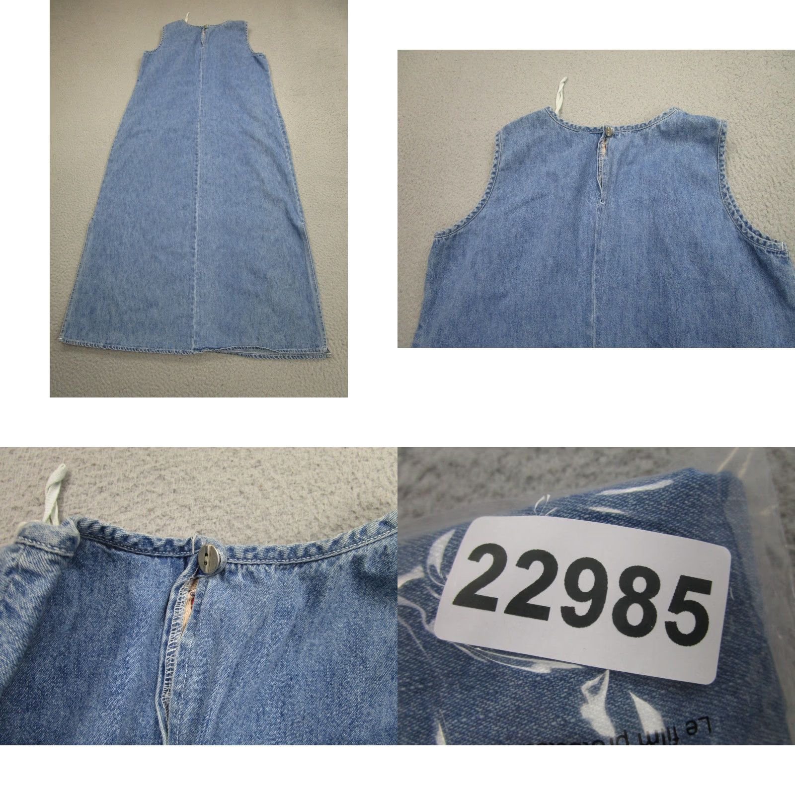 Denime VINTAGE Denim Dress Womens 14 Cottagecore Prairie Jumper Overall Western y2k Dress Maxi Tank Blue Denim Studio Ease Womens 14 Casual Size 36" / US 14 / IT 50 - 8 Thumbnail