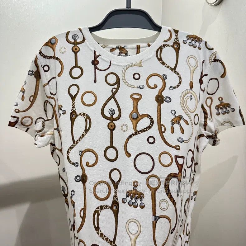 Hermes Hermes Horse Tack Pattern Short Sleeve T-Shirt Size M / US 6-8 / IT 42-44 - 6 Thumbnail