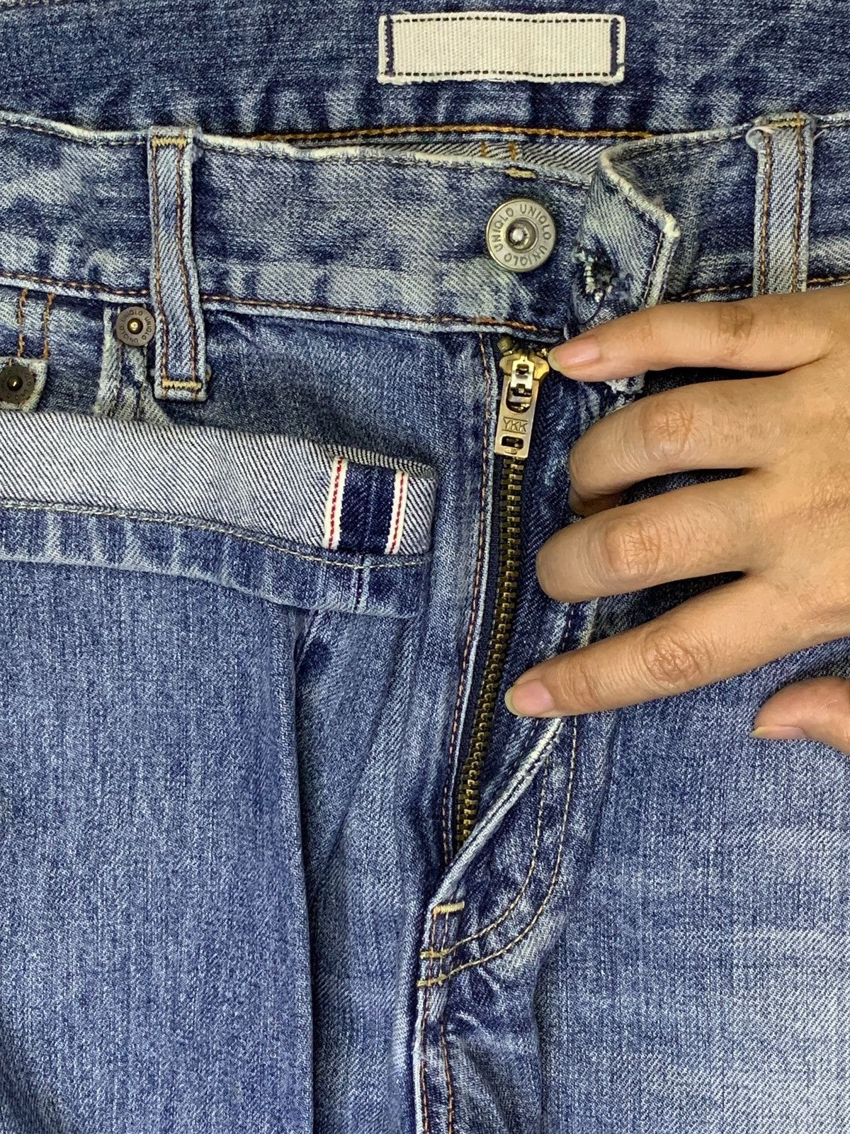 Uniqlo SALES🔥Vintage Uniqlo Selvedge Faded Distress Loose Jeans Size US 33 - 4 Thumbnail