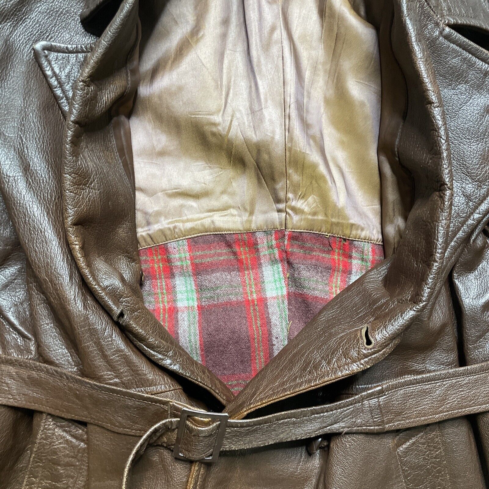 Leather × Vintage Vtg Monarch Goatskin Leather Double Breasted Trench Coat Size L / US 10 / IT 46 - 7 Thumbnail
