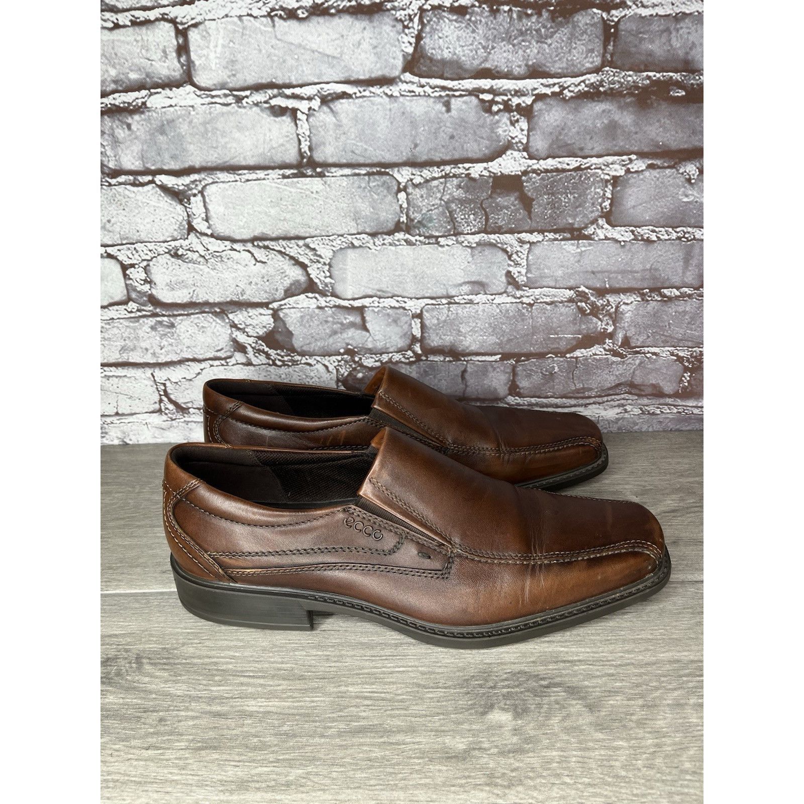 Ecco ECCO Brown Leather Slip On Casual Loafers Comfort Shoes Men Size US 14 / EU 47 - 12 Thumbnail