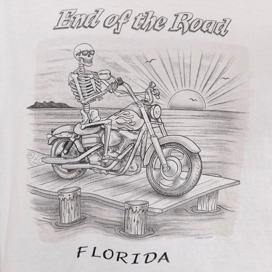 Gildan Florida Biker T Shirt Mens Size 3XL White Skeleton End Size US XXL / EU 58 / 5 - 2 Thumbnail