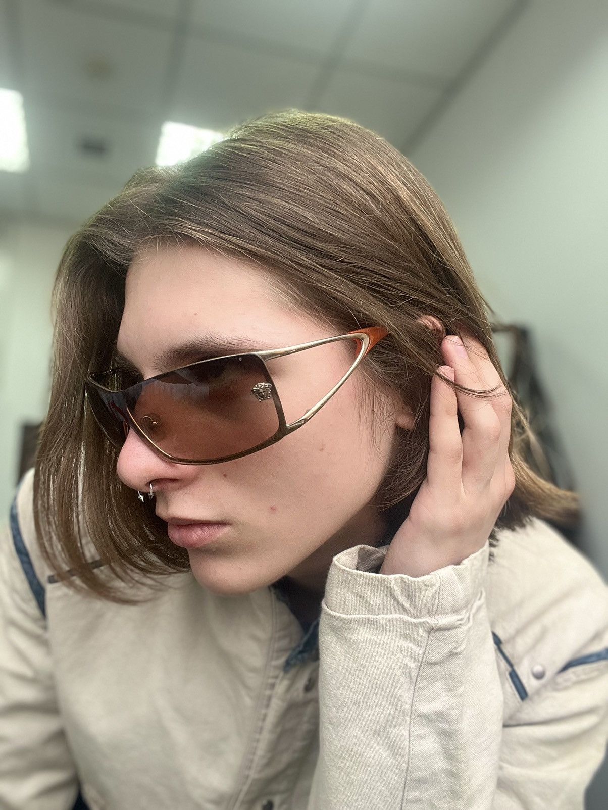 Versace × Vintage Vintage Authentic Versace Shield Sunglasses Medusa Size ONE SIZE - 1 Thumbnail
