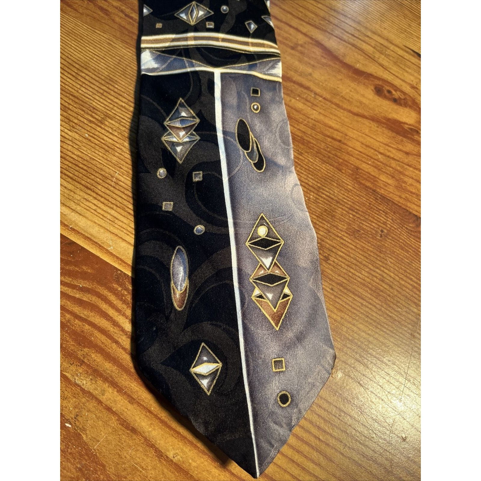 Other Chez Roffé New York Men’s Black Silk Abstract Geometric tie Size ONE SIZE - 2 Thumbnail