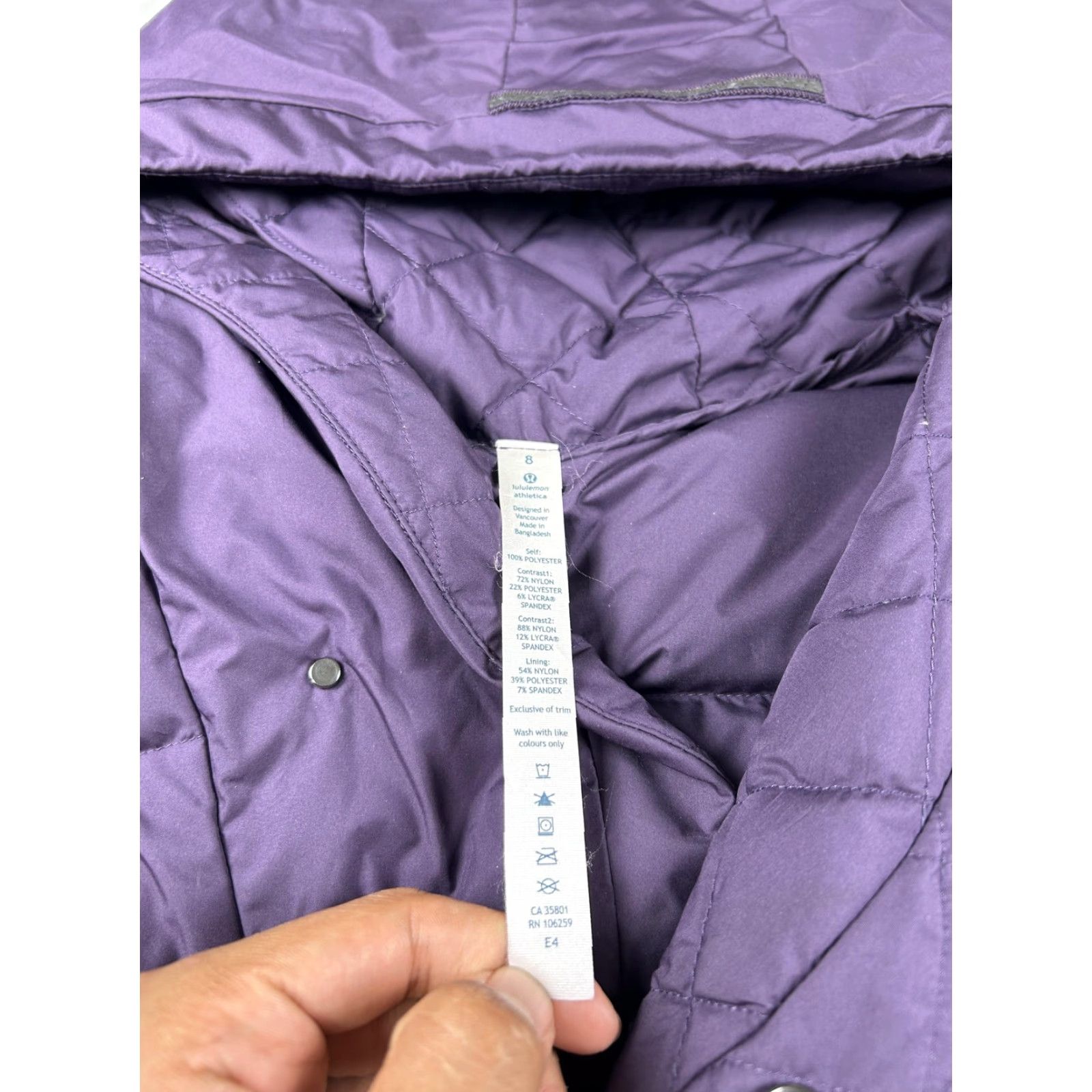 Lululemon VINTAGE Lululemon Puffer Jacket Womens 8 Down Hooded Zip Pockets 800 Fill Purple Long Sleeve Shirt Womens Size M / US 6-8 / IT 42-44 - 4 Thumbnail