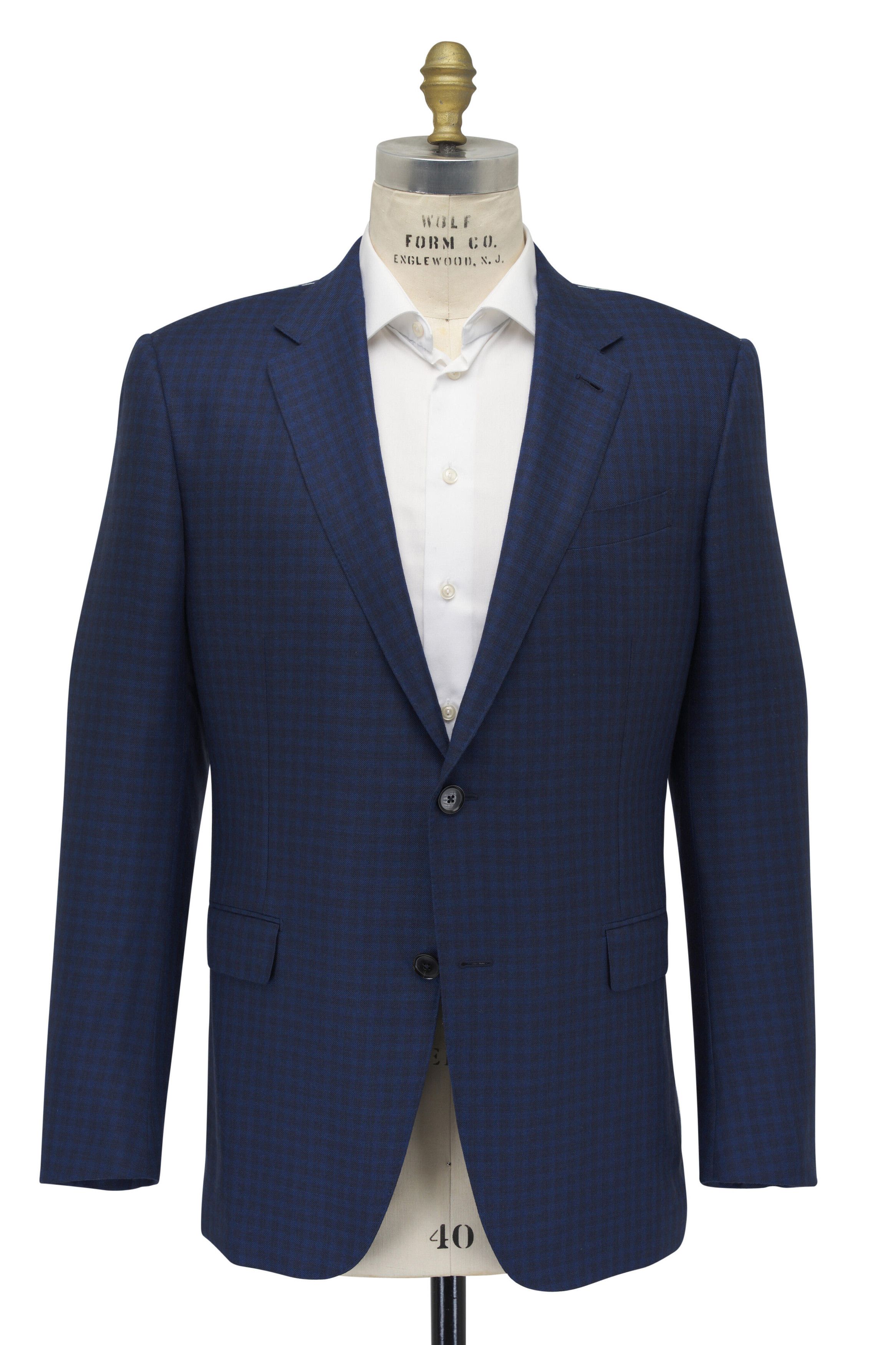 Z Zegna o1mtch0225 Check Cashmere & Silk Sportcoat in Blue Size US XXL / EU 58 / 5 - 1 Thumbnail