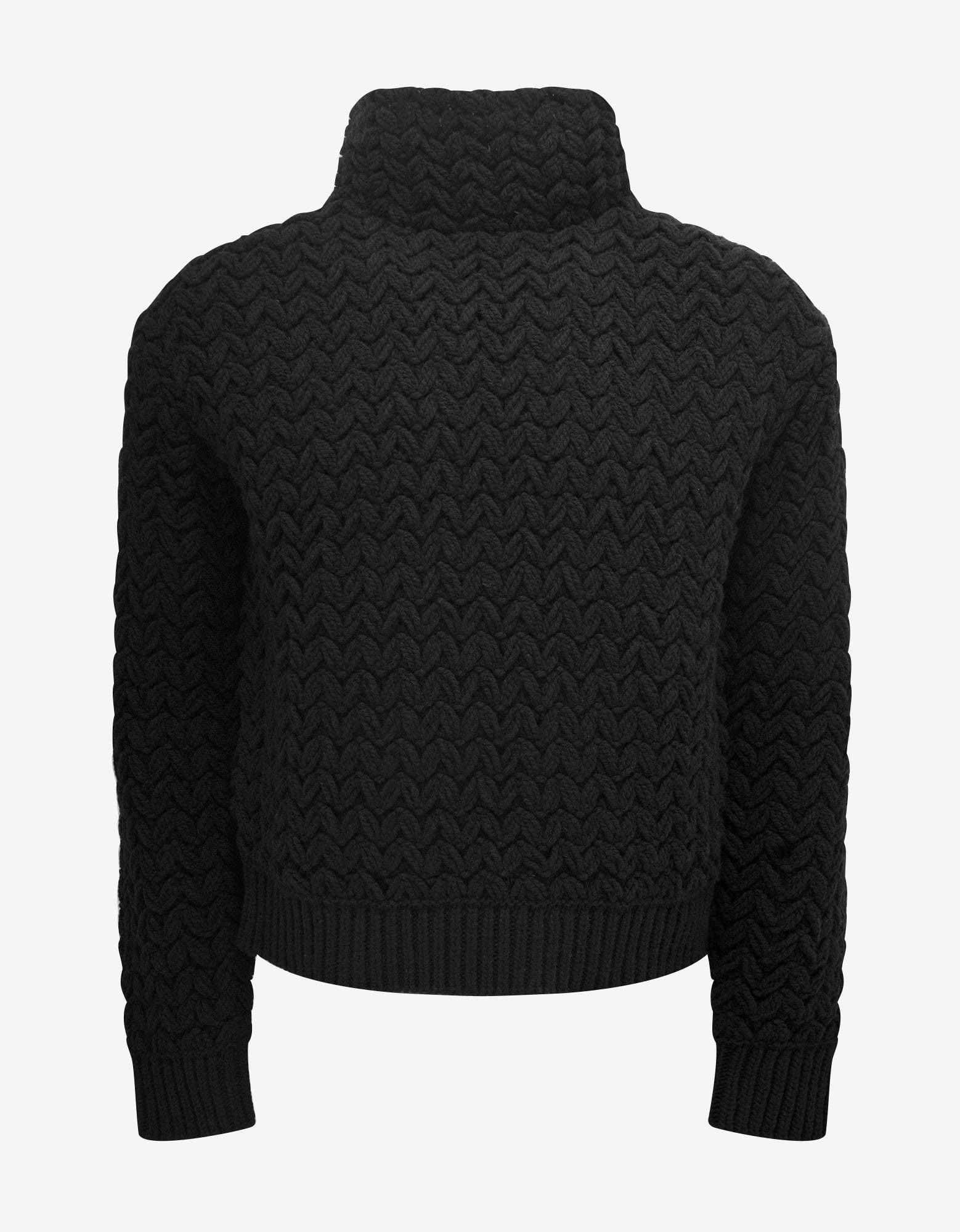 Black High-Neck Wool Knit Jumper