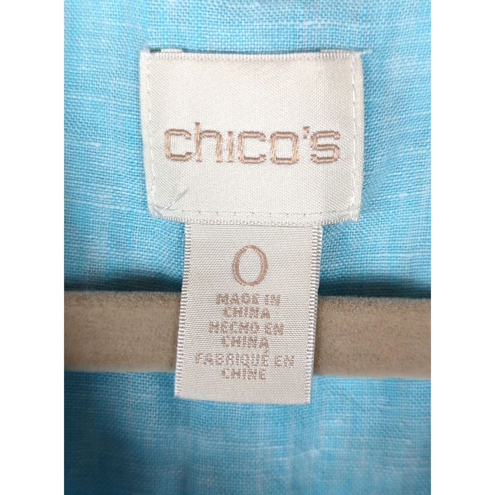 Vintage Chicos Linen Tunic Top Womens XS Blue Sleeveless V-Neck Button slits lagenlook Beach Bohemian Coastal Size XS / US 0-2 / IT 36-38 - 2 Thumbnail