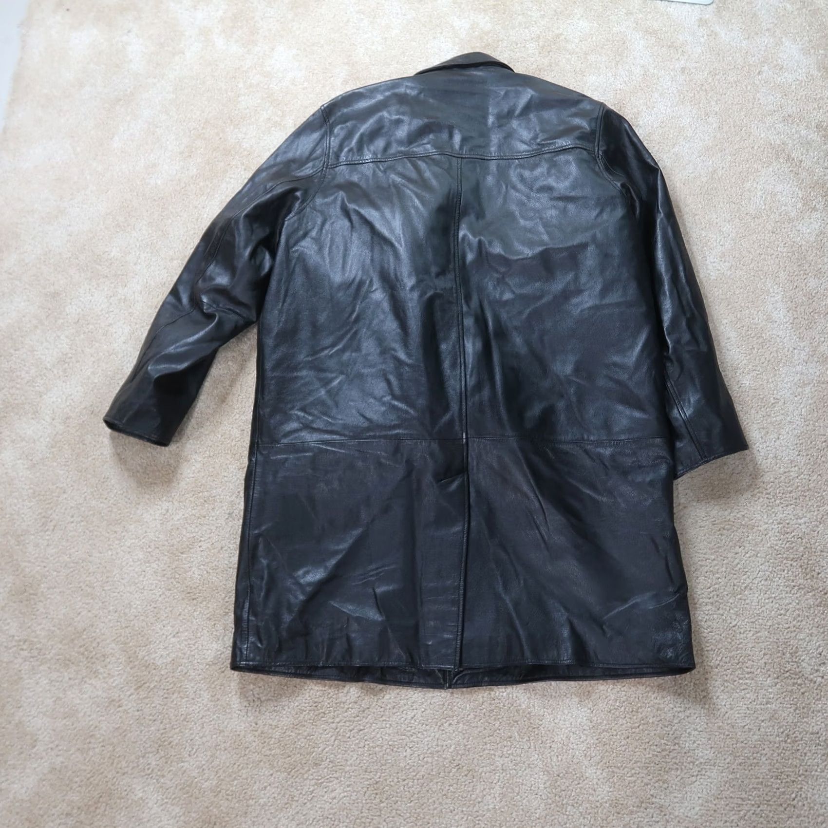 Vintage VINTAGE Wilsons Black Leather Jacket Mens Overcoat XL Full Zip Insulated Lined Nylon 90s Classic Size US XL / EU 56 / 4 - 7 Thumbnail