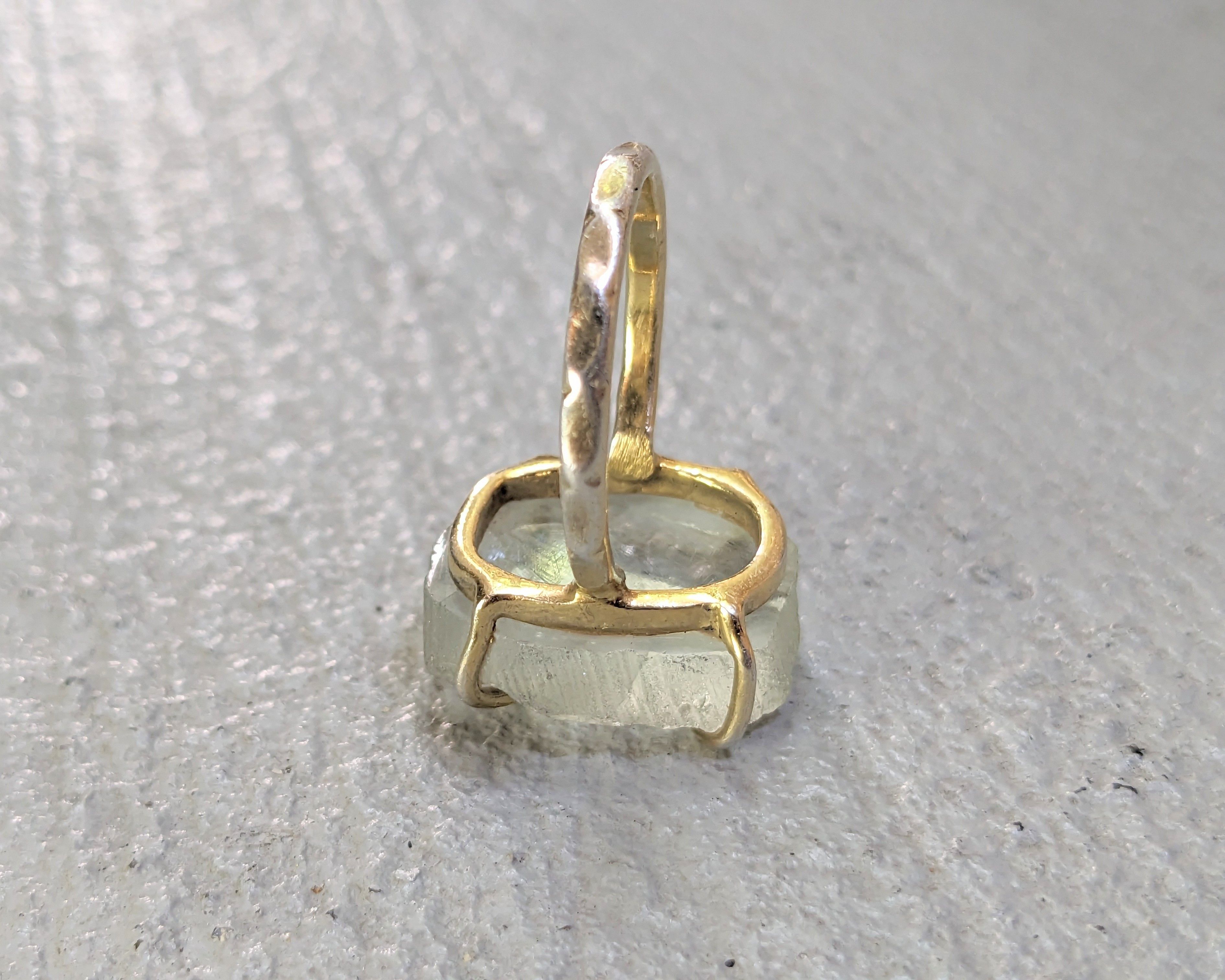 Jewelry Vintage Sterling Silver Ring Glass 7.75 Modern Gold Plated Size ONE SIZE - 8 Thumbnail
