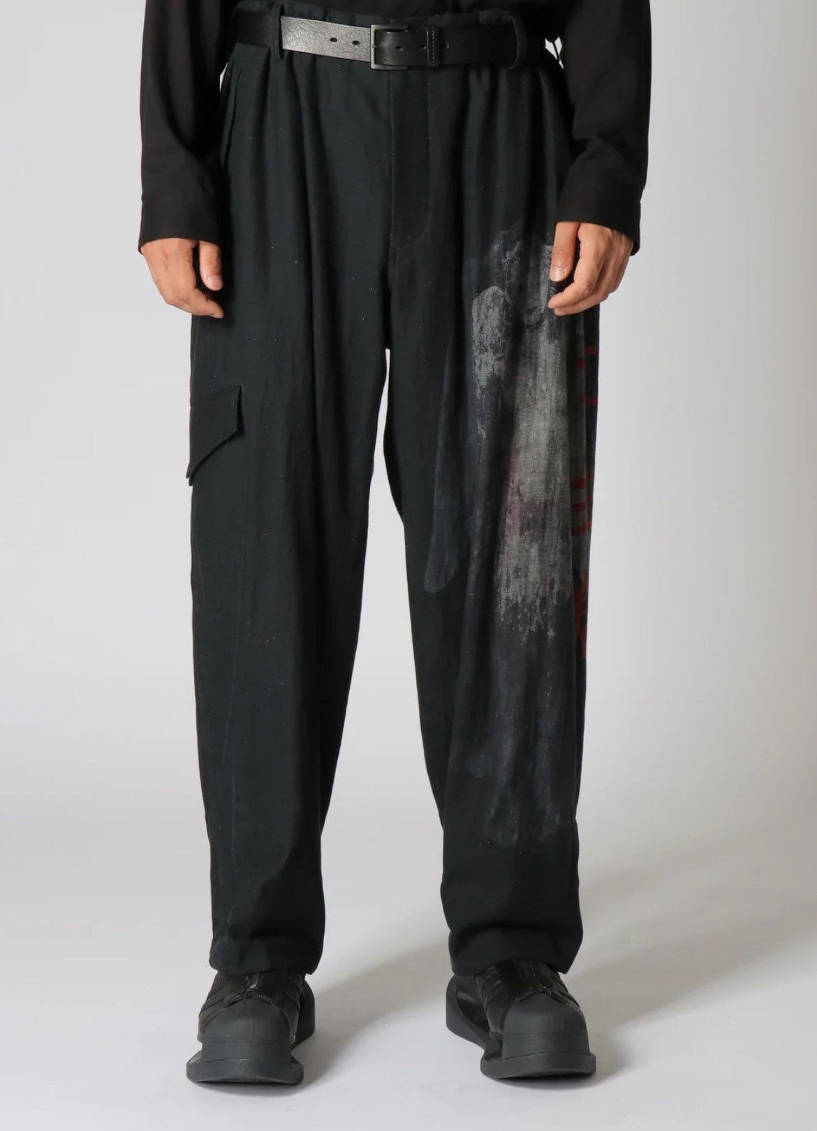 image of Yohji Yamamoto Kangensyugi Flap Pants in Black, Men's (Size 34)
