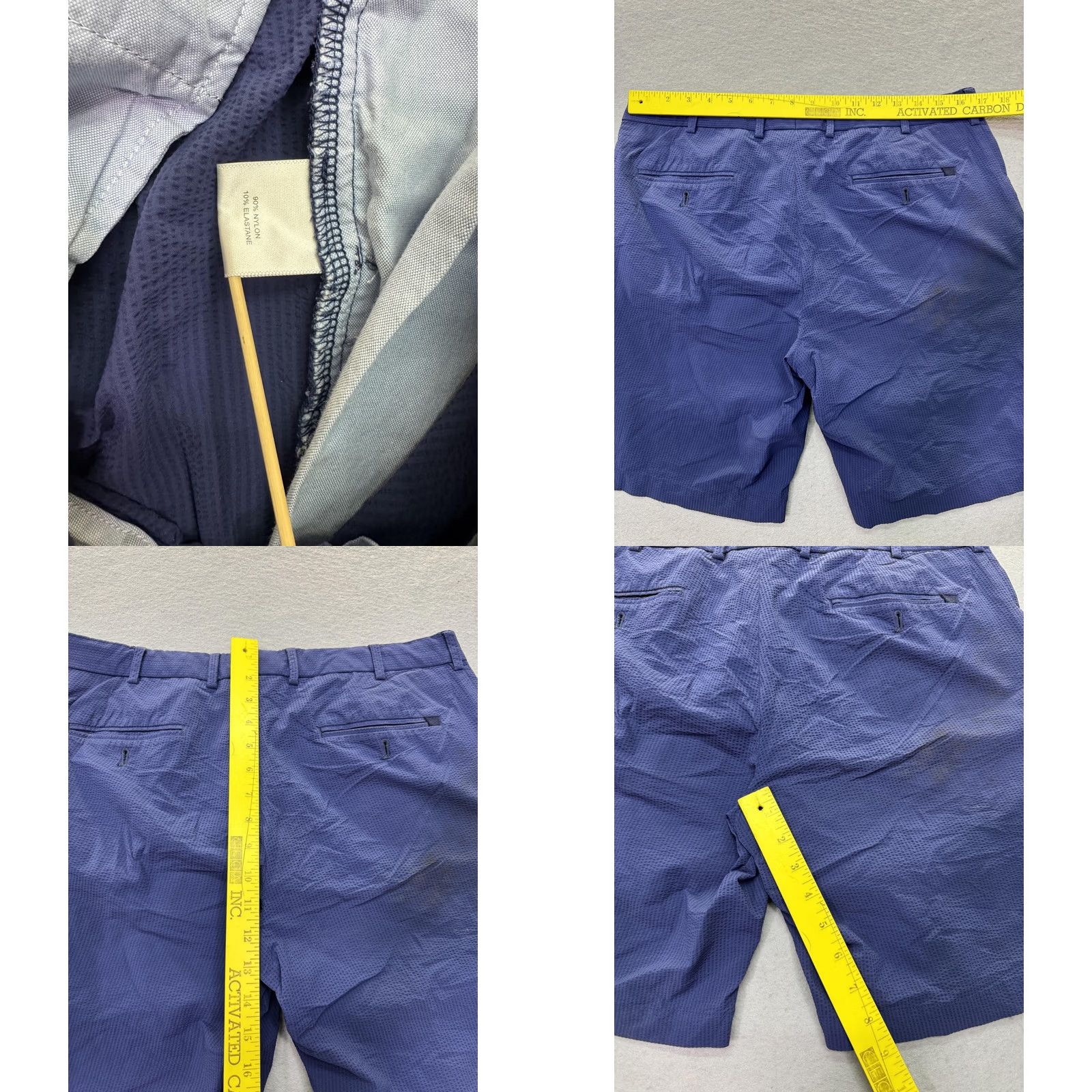 Peter Millar Peter Millar Crown Crafted Golf Performance Mens 34 Navy Seersucker Shorts Size US 34 / EU 50 - 8 Thumbnail