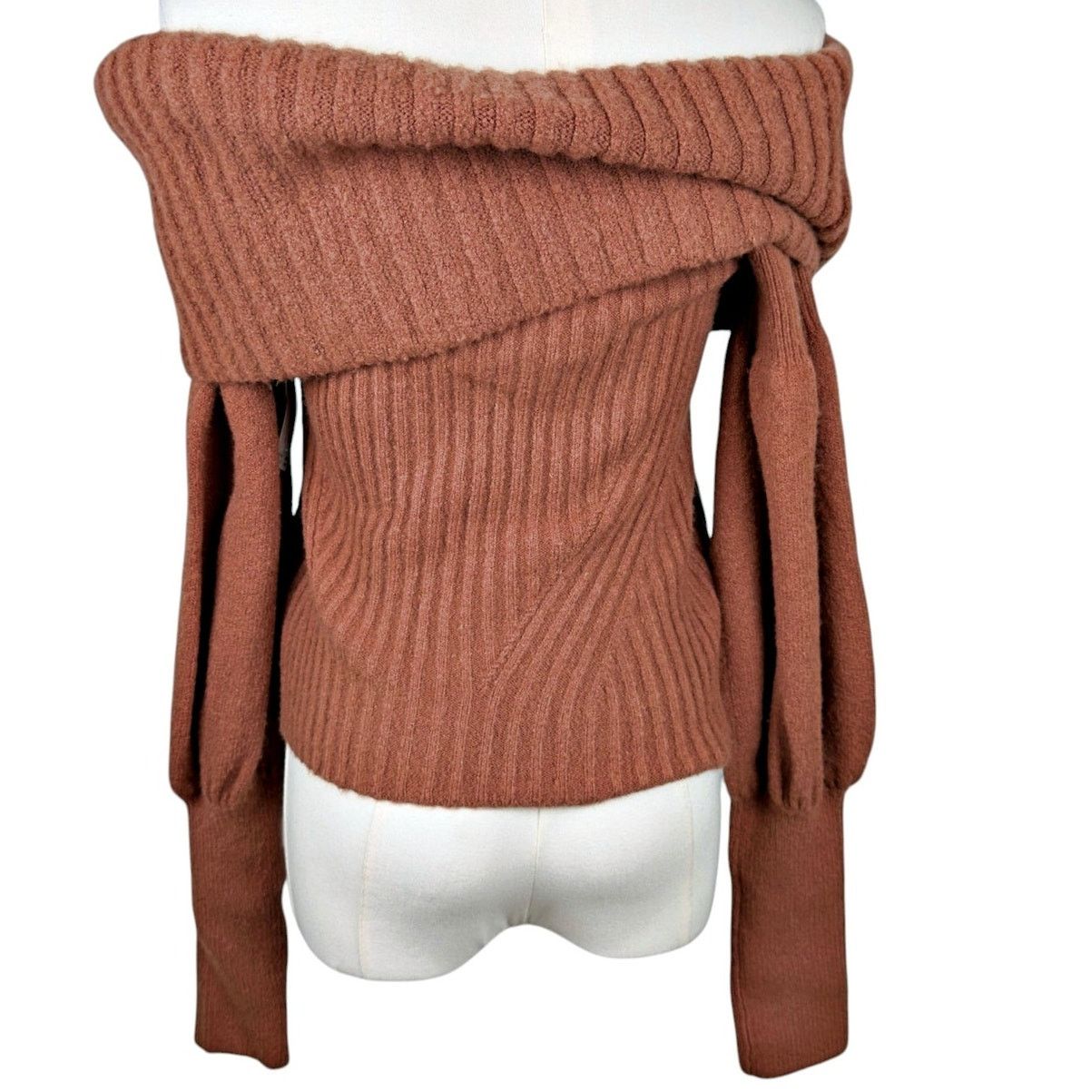 Anthropologie Tessa Off Shoulder Puff-Sleeve Wool Sweater