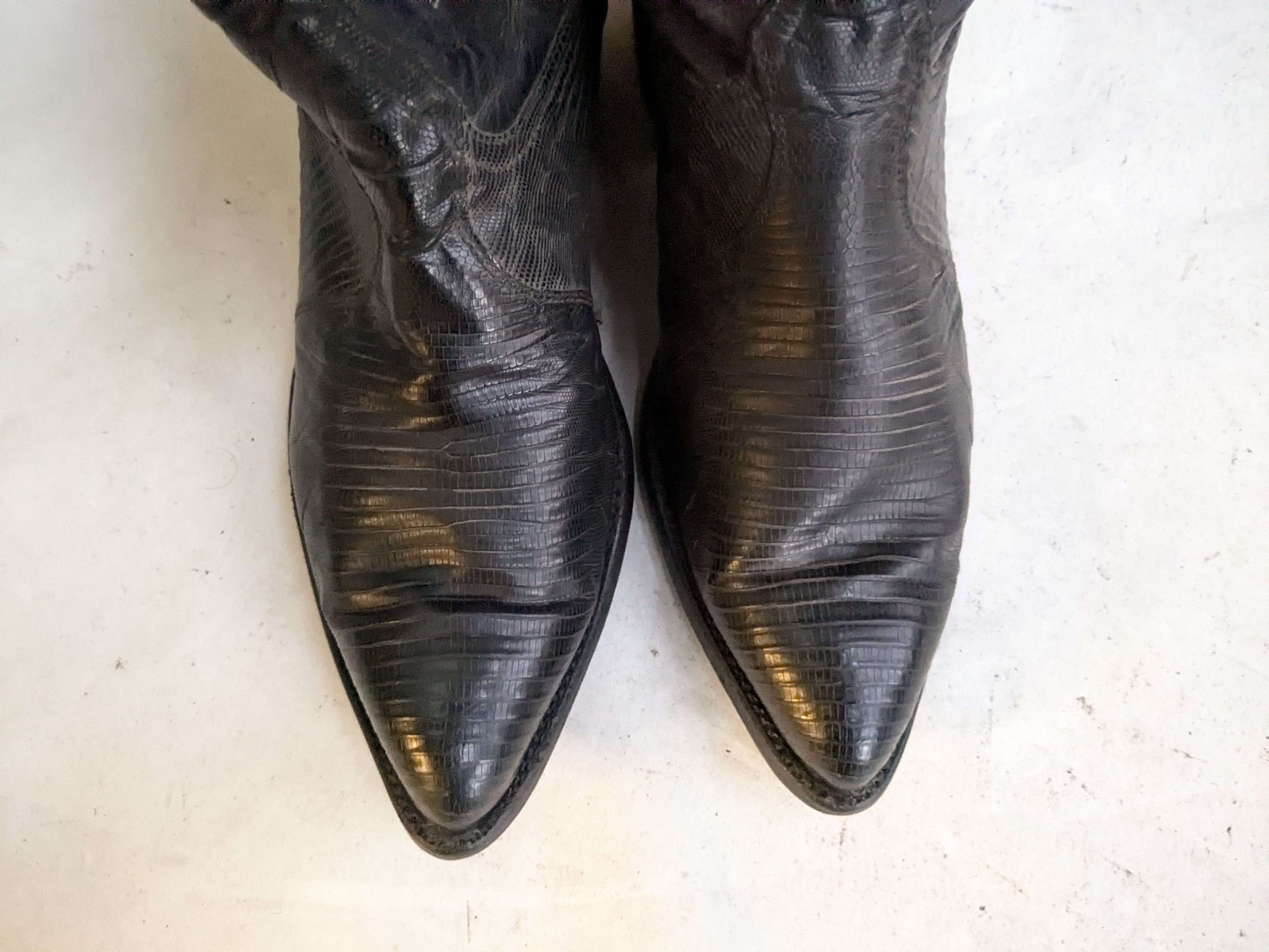 Tony Lama Tony Lama Cowboy Boots Black Lizard Leather 9 EE Wide Size US 9 / EU 42 - 5 Thumbnail