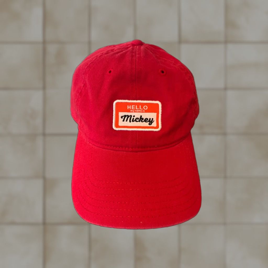 Disney VINTAGE Disney Hello My Name Is Mickey Red Hat Cap Adjustable One Size Womens/Mens Size ONE SIZE - 1 Thumbnail