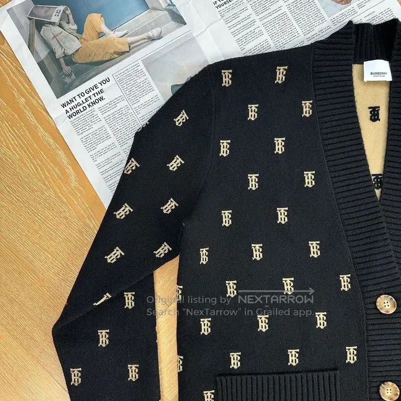 Burberry Burberry Black Knit Cardigan with Logo Pattern. Size S / US 4 / IT 40 - 6 Thumbnail