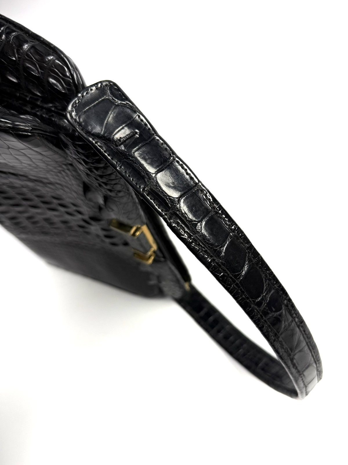 Vintage 1950-60s Genuine Crocodile Hornback Frame Top Handbag Exotic Size ONE SIZE - 15 Thumbnail