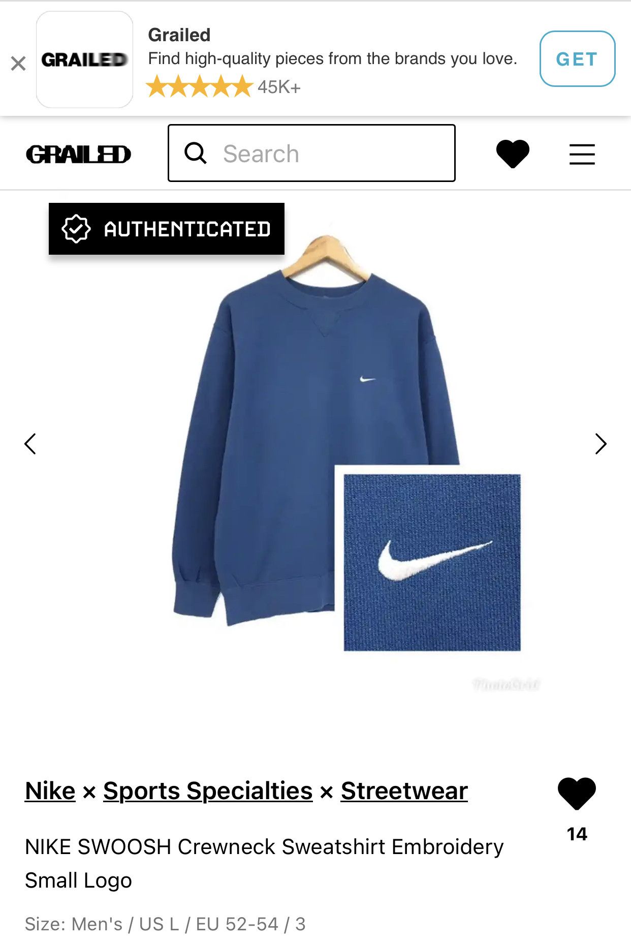 Nike × Sports Specialties Nike Swoosh Crewneck Sweatshirt Size US L / EU 52-54 / 3 - 11 Thumbnail