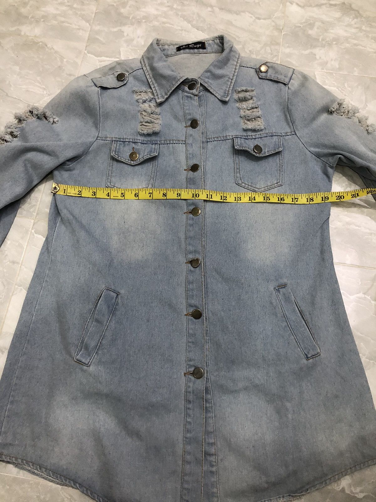 Japanese Brand Ruyi Distressed Denim Long Jacket Y2K Grunge Size M / US 6-8 / IT 42-44 - 13 Thumbnail