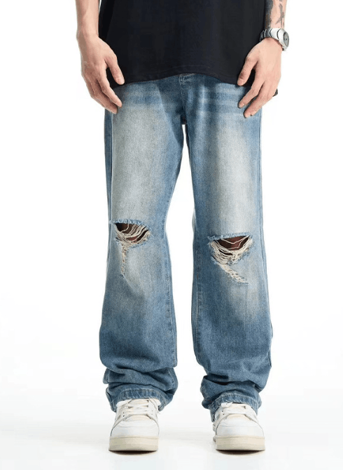 Japanese Brand × Jean Men's wide-leg high street cool ripped jeans Size US 32 / EU 48 - 1 Thumbnail