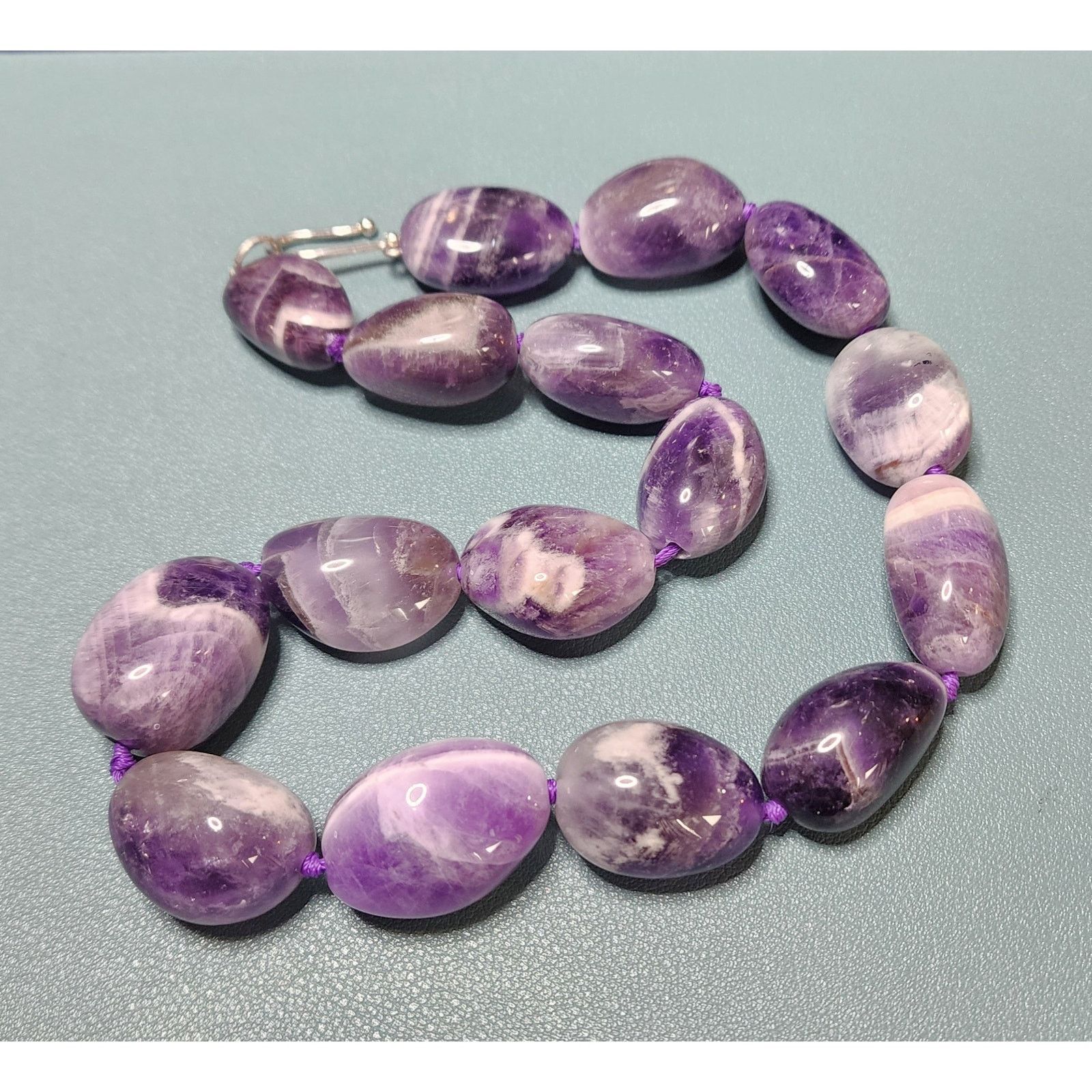 Designer MMA BMCo Sterling Silver Polished Chevron Amethyst Necklace Size ONE SIZE - 1 Thumbnail