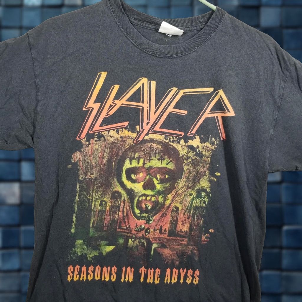 Hanes VINTAGE Slayer Seasons In The Abyss Shirt Mens Large Black Hanes Metal Tee 90s Size US L / EU 52-54 / 3 - 1 Thumbnail