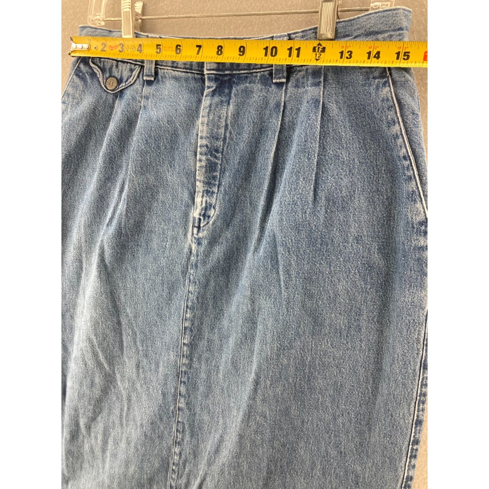 Lee VINTAGE Lee Denim Skirt Womens High Rise Midi A-Line 30x33 Blue 80s 90s Casual Shirt/Skirt? Size 30" / US 8 / IT 44 - 2 Thumbnail