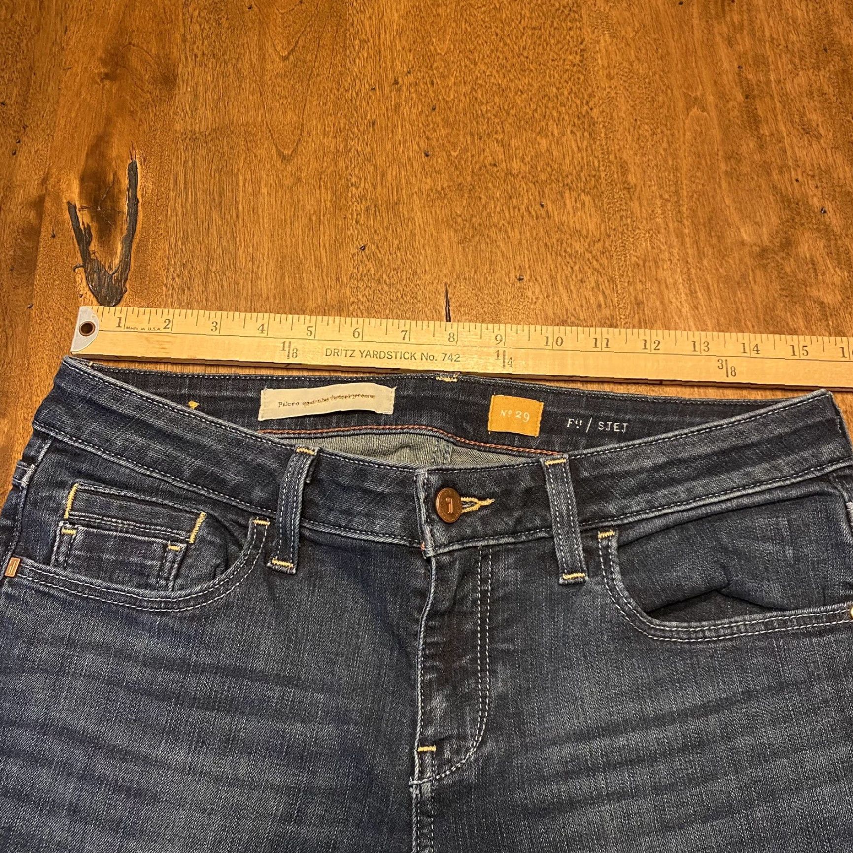 Vintage VINTAGE Pilcro & The Letterpress Jeans No. 29 Stet Women 31 x 28.5 Dark Blue Straight Jeans Womens Size 24" / US 00 / IT 34 - 4 Thumbnail