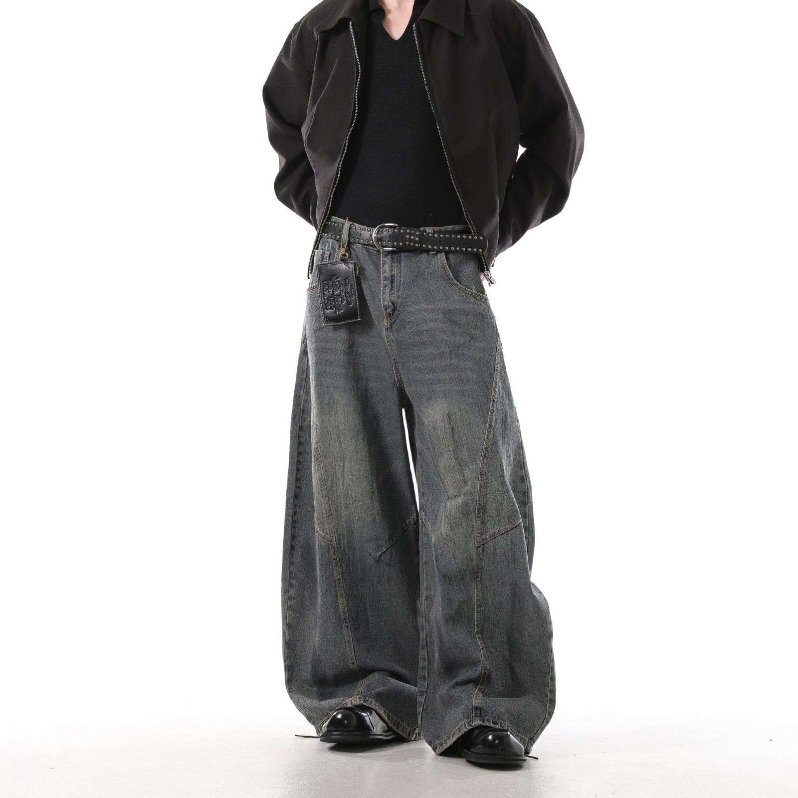 Japanese Brand Distressed Baggy Wide Leg Jeans, Barrel Leg Jeans Size US 32 / EU 48 - 4 Thumbnail