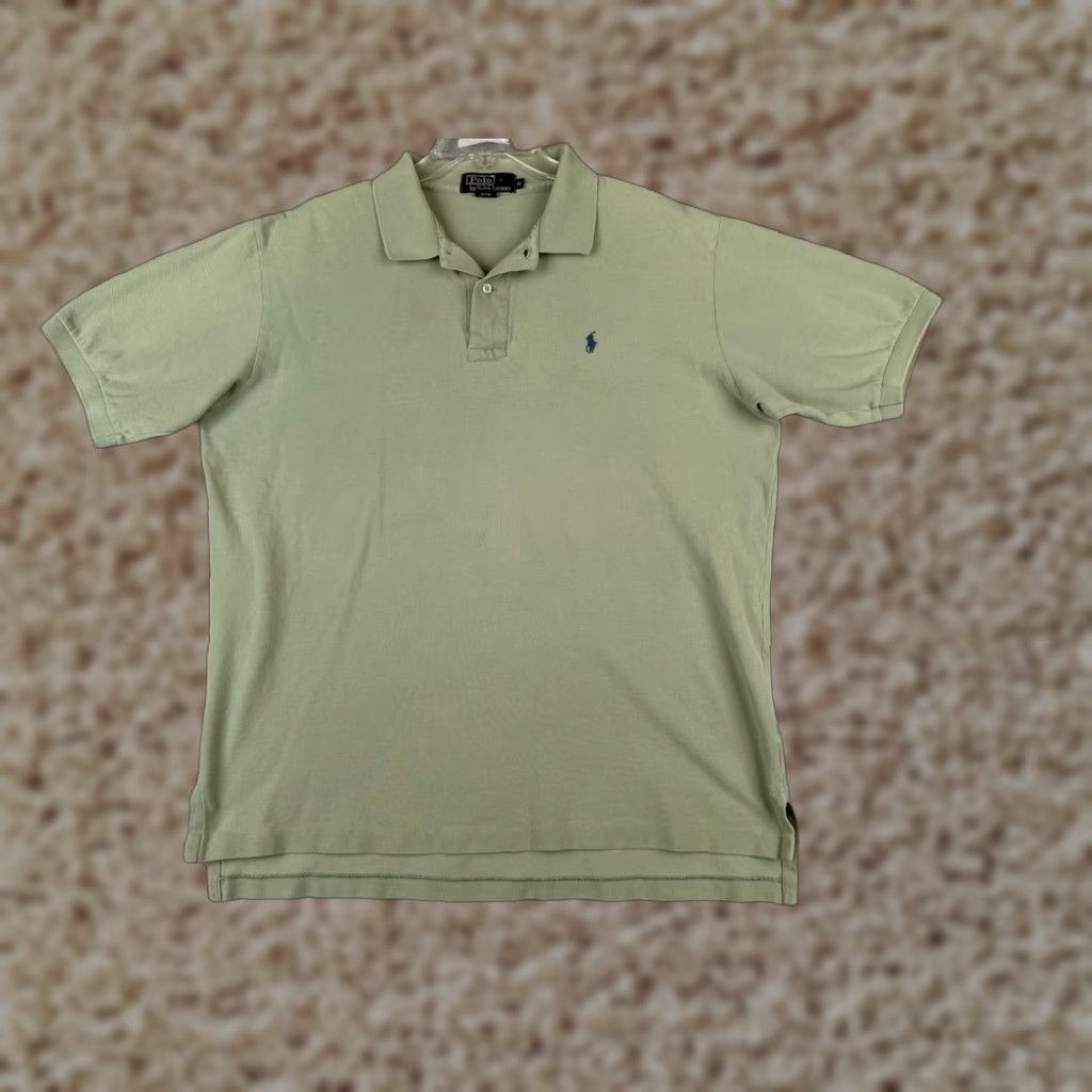 VINTAGE Ralph Lauren Polo Shirt Men XL Green 100% Cotton Short Sleeve Polo Shirt Modern American Sports Mens