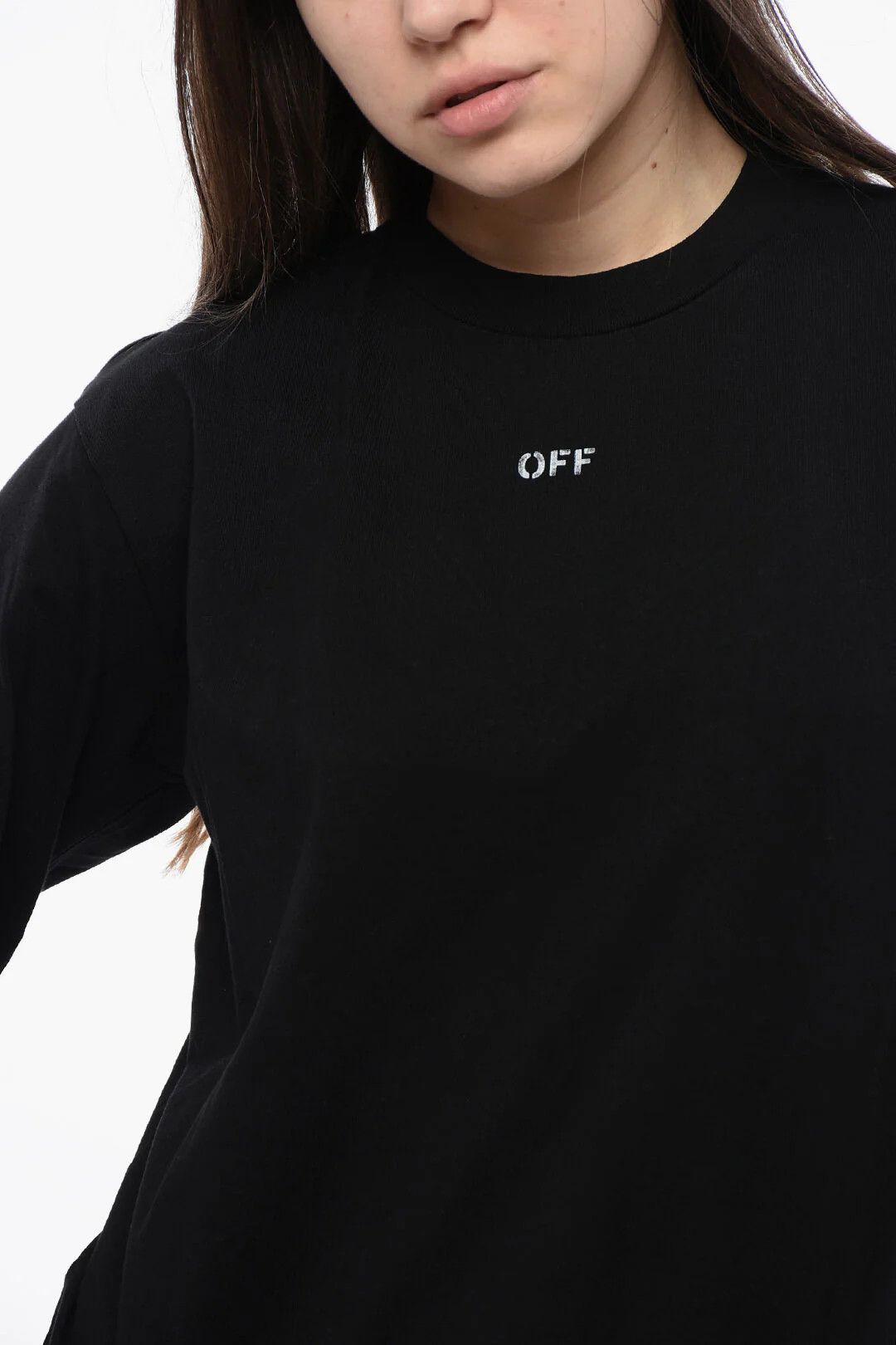 Off-White og1mm0426 Cropped Crewneck T-Shirt in Black Size XXS / US 00 / IT 34 - 3 Thumbnail