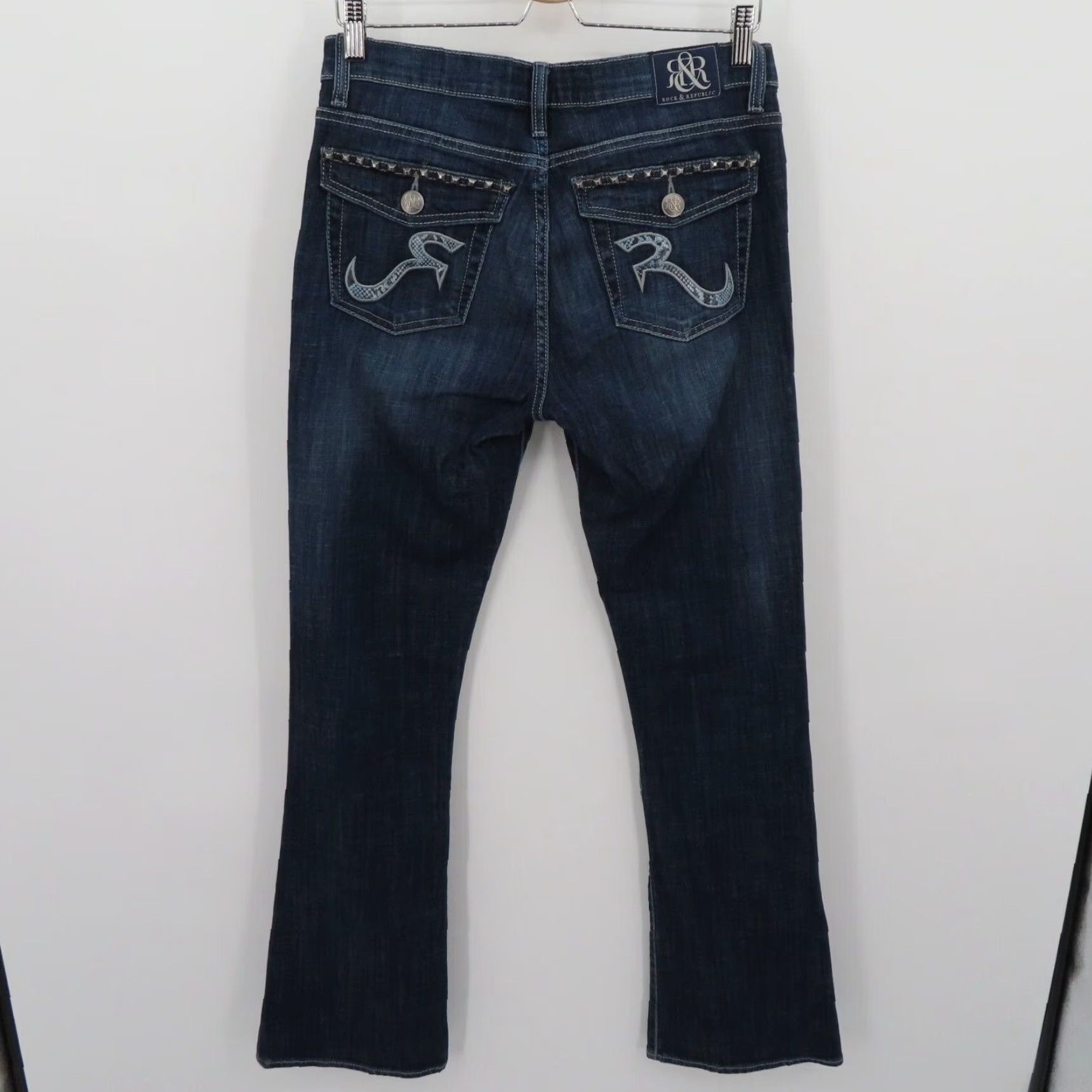 Vintage Rock & Republic Jeans Womens 10 Kasandra Denim Bootcut 5-Pocket Cotton Blend Blue Dark Wash Version: Regular Size 10 Mens Womens? Size 32" / US 10 / IT 46 - 4 Thumbnail