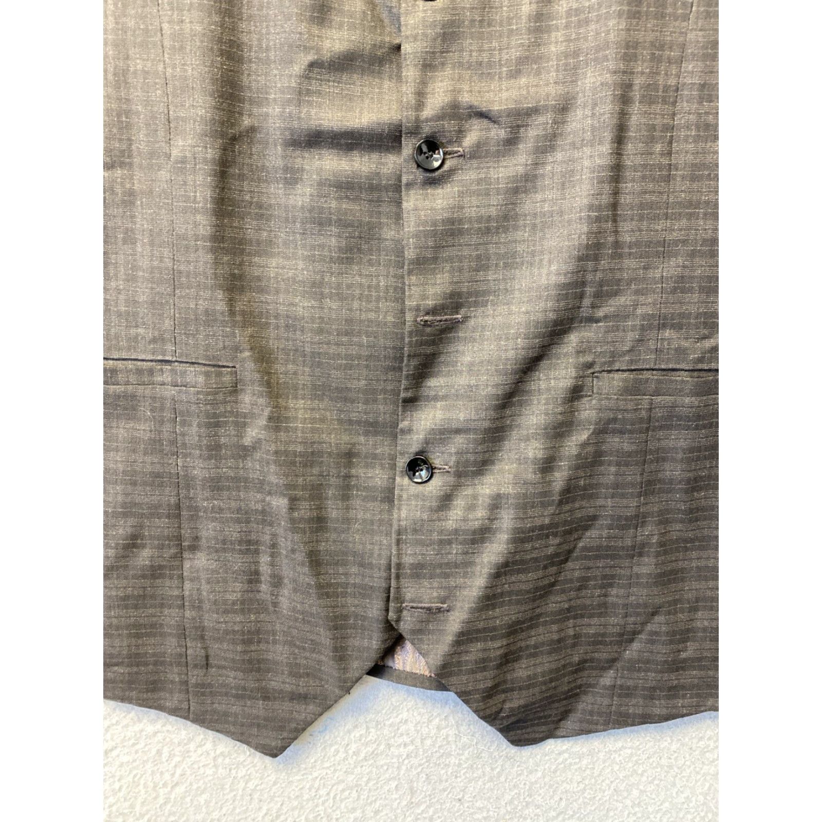 Vintage VINTAGE French Crown Vest Tuxedo Vest Brown 46 Regular Men Adult 46 Brown 1 Button Missing Vest Size 46R - 3 Thumbnail