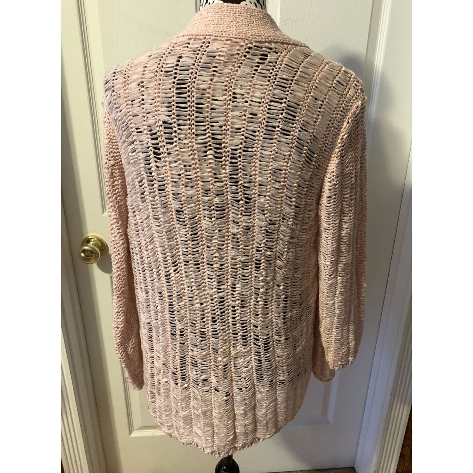 Vintage Chicos Womens Cardigan Open Front Pink 3/4 Sleeve Open-Knit Style #2161 Cardigan Womens SZ 1 Pink Knit Workwear Vintage No Mens Girls Size XS / US 0-2 / IT 36-38 - 4 Thumbnail