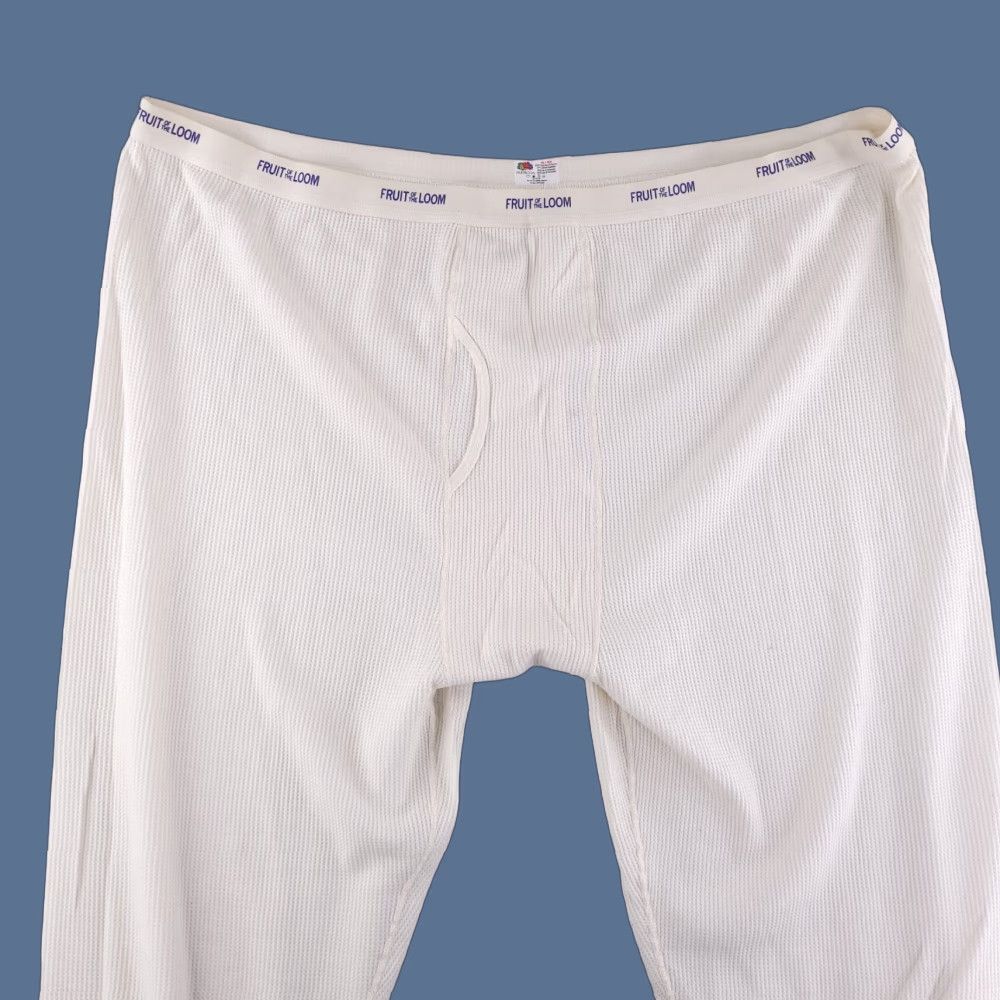 Fruit Of The Loom VINTAGE Fruit of the Loom Long Johns Thermal Underwear Men 4XL White Cotton Polyester Blend Modern Classic 90s Style Size US 39 - 1 Thumbnail