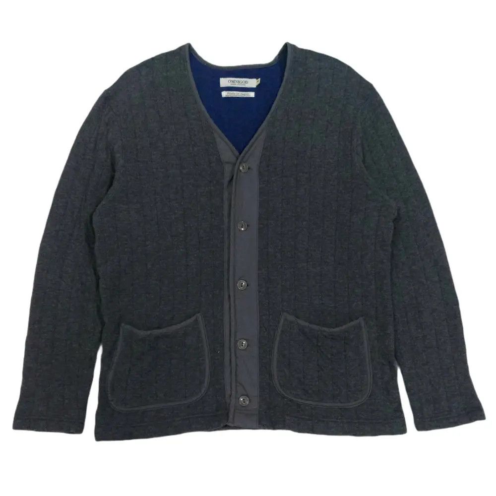 image of Omnigod Made In Japan Pinstripe Cardigan in Dark Grey, Men's (Size Medium)