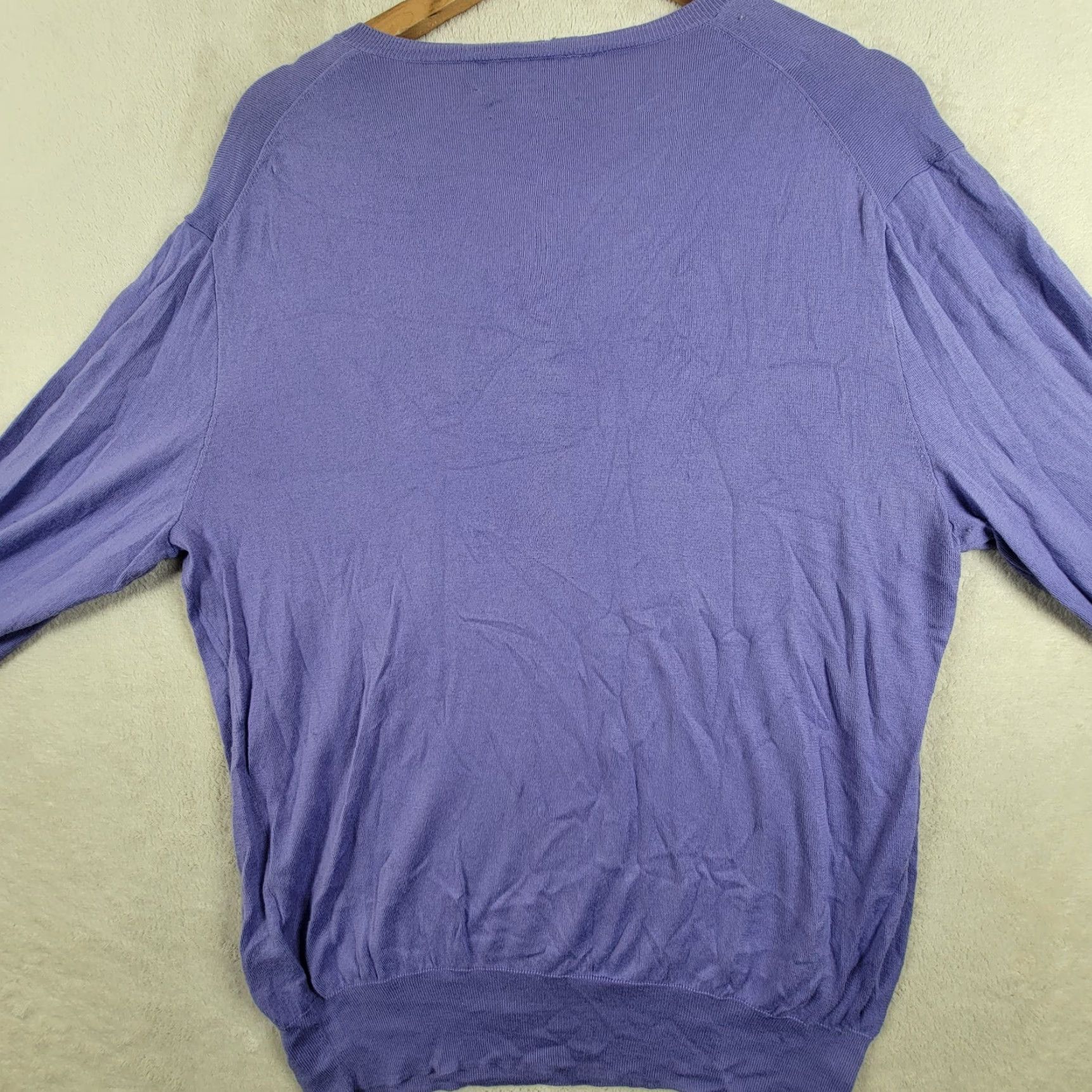 Ralph Lauren V-Neck Polo Ralph Lauren Mens Sweater L Purple Green Logo 100% Pima Cotton, Pullover, Regular Fit, Long Sleeve, Machine Washable Size US L / EU 52-54 / 3 - 4 Thumbnail