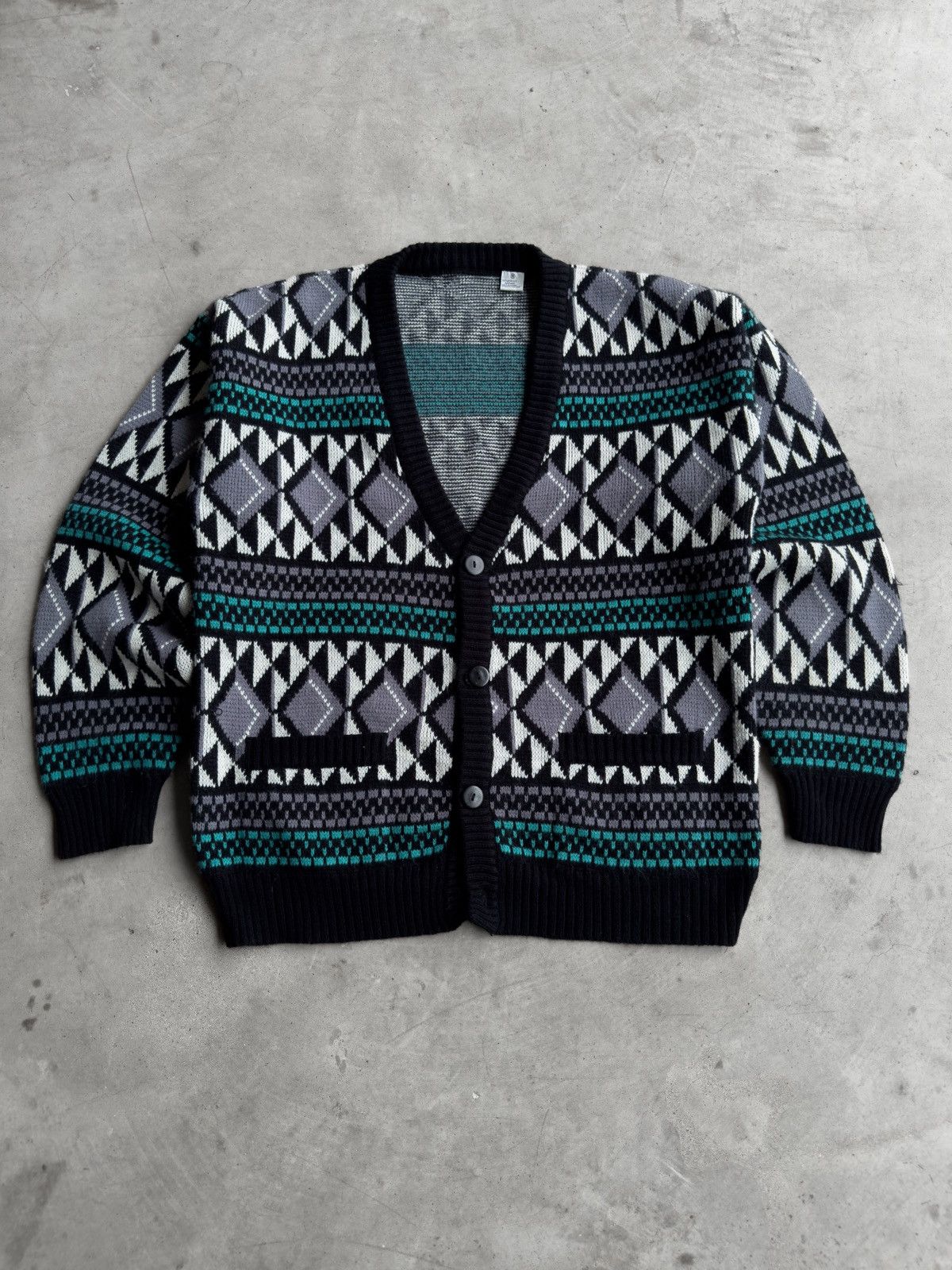 Other Vintage 90s Geometric Pattern Acrylic Button Up Cardigan - M Size US M / EU 48-50 / 2 - 1 Thumbnail