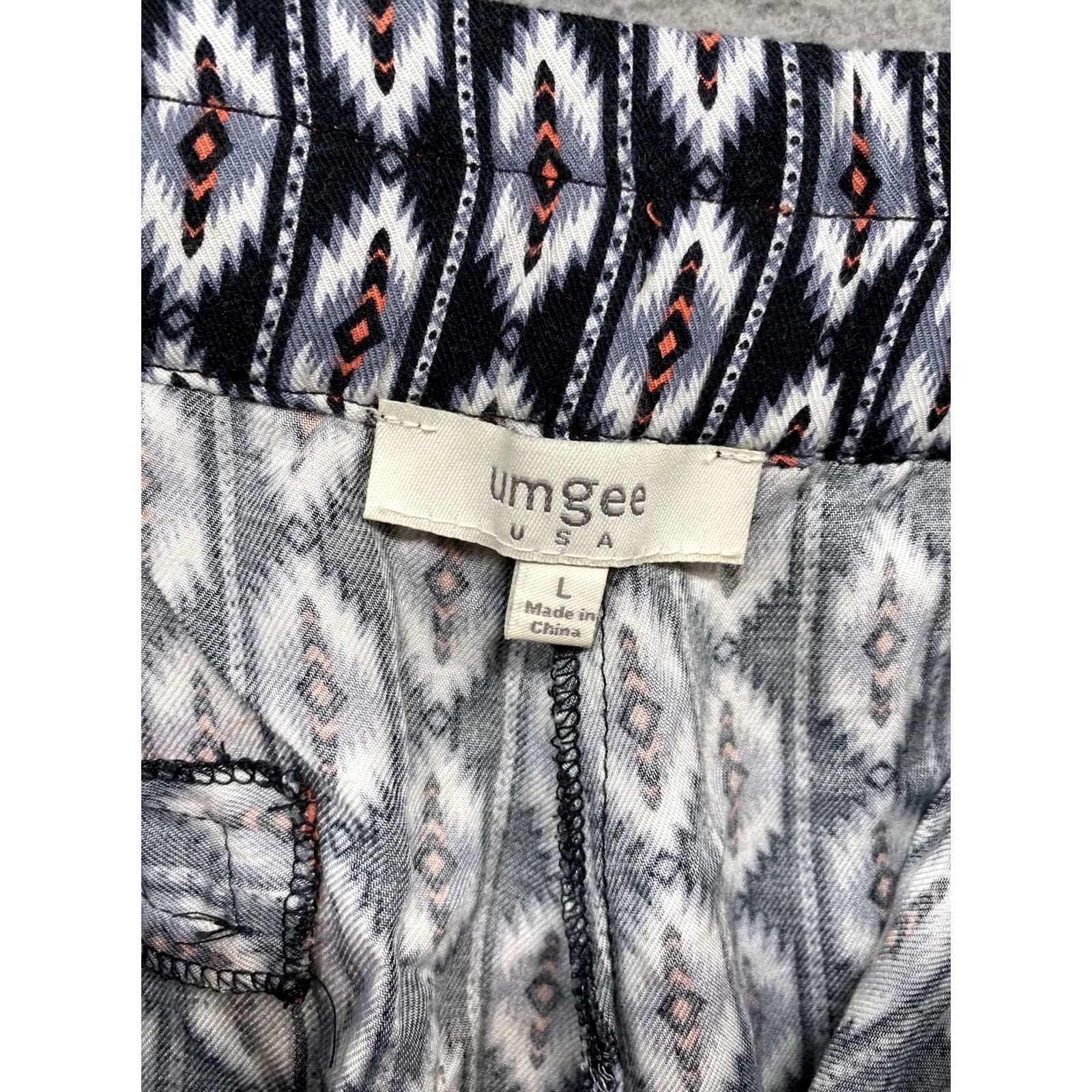 Vintage UMGEE Womens BOHO Hippie Drawstring Aztec Tribal Pattern Pants L Pants Oatmeal Pockets 90s Style Womens Regular Size 36" / US 14 / IT 50 - 5 Thumbnail