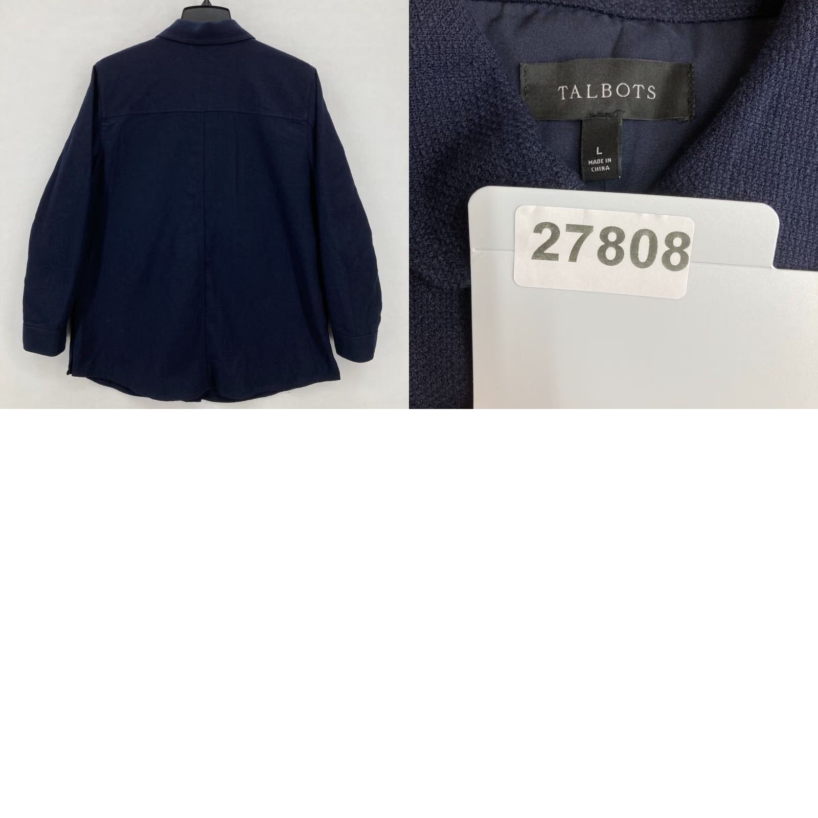 Talbots Talbots Flannel Chore Jacket Women's L Blue Textured Long Sleeve Button Up Size L / US 10 / IT 46 - 9 Thumbnail