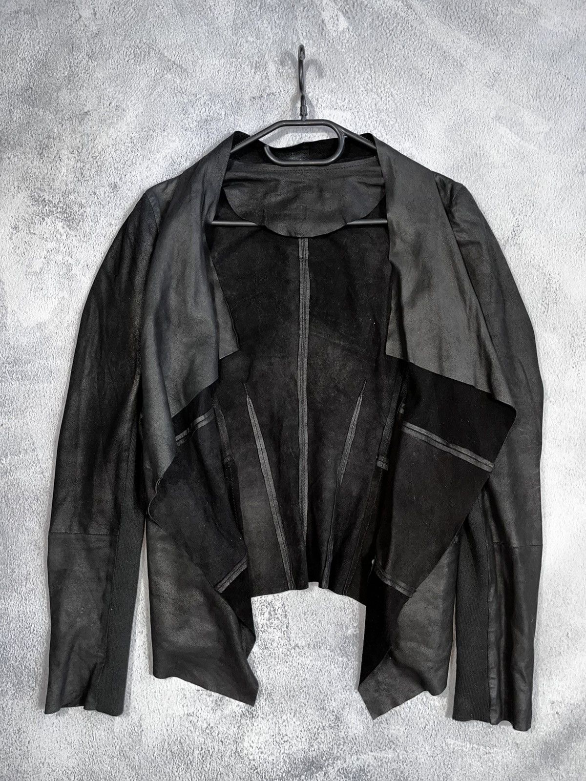Vintage Vintage Yohji style asymmetric leather avant garde jacket Size M / US 6-8 / IT 42-44 - 2 Thumbnail