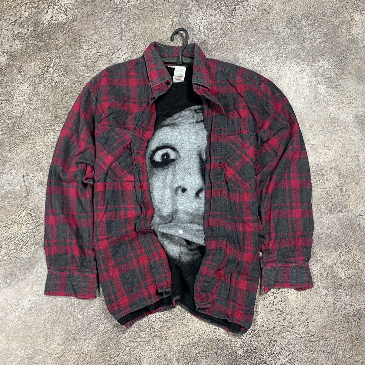 Vintage Vintage 90s Grunge Plaid Shirt Graphic Horror Punk Baggy M Size US M / EU 48-50 / 2 - 1 Thumbnail