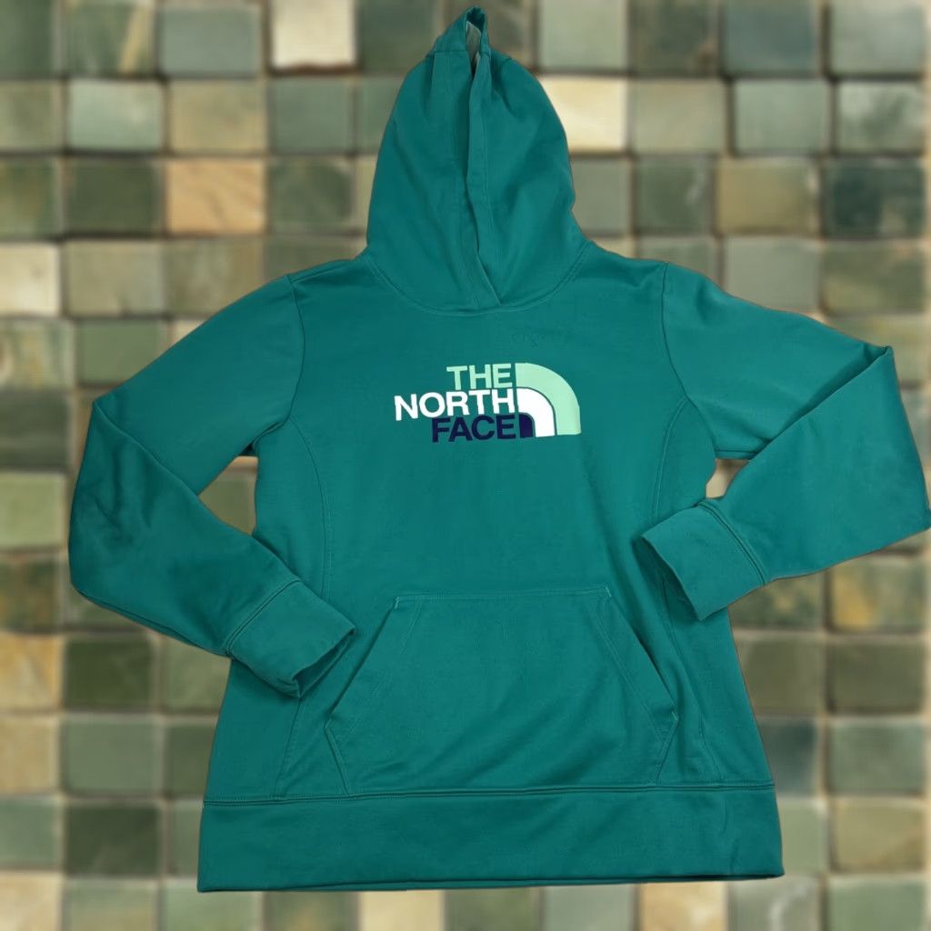 The North Face The North Face Women's M Sports Hoodie Teal 100% Polyester Logo Print Long-Sleeve Pullover Hoodie Activewear Size M / US 6-8 / IT 42-44 - 1 Thumbnail