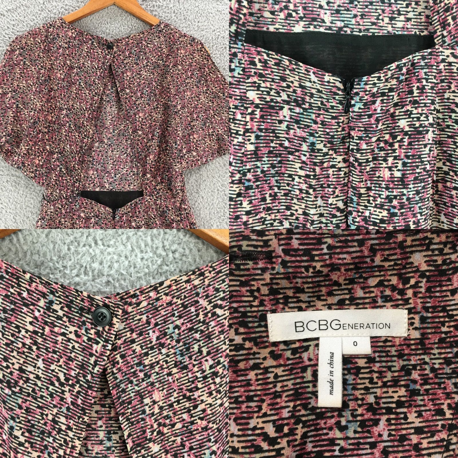 BCBGeneration BCBGeneration A-Line Mini Dress Womens 0 Multicolor Short Sleeve Cut Out Back Size 25" / US 0 / IT 36 - 8 Thumbnail