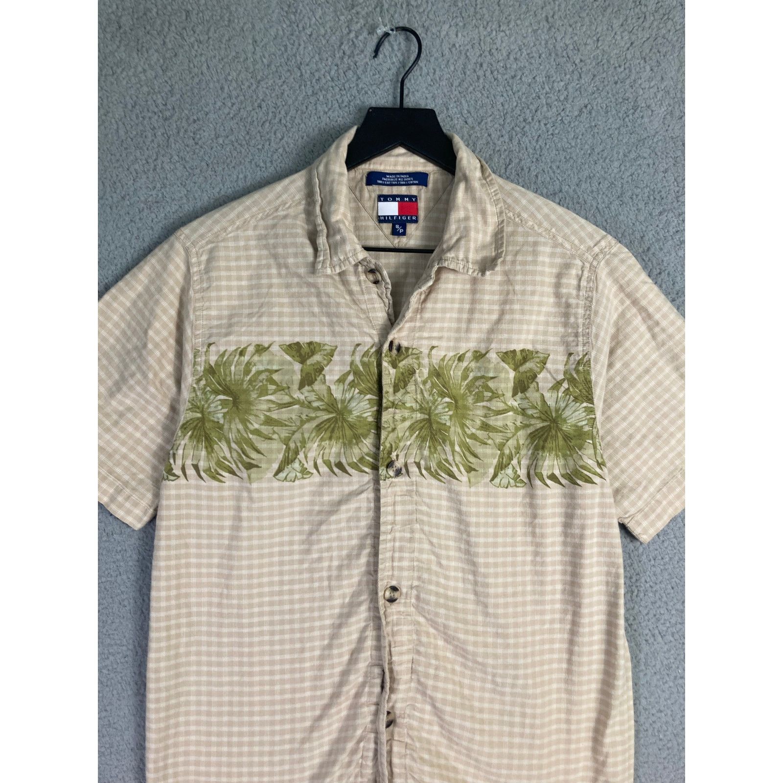 Tommy Hilfiger Tommy Hilfiger Men's S Beige Check Short Sleeve Shirt Size US S / EU 44-46 / 1 - 7 Thumbnail