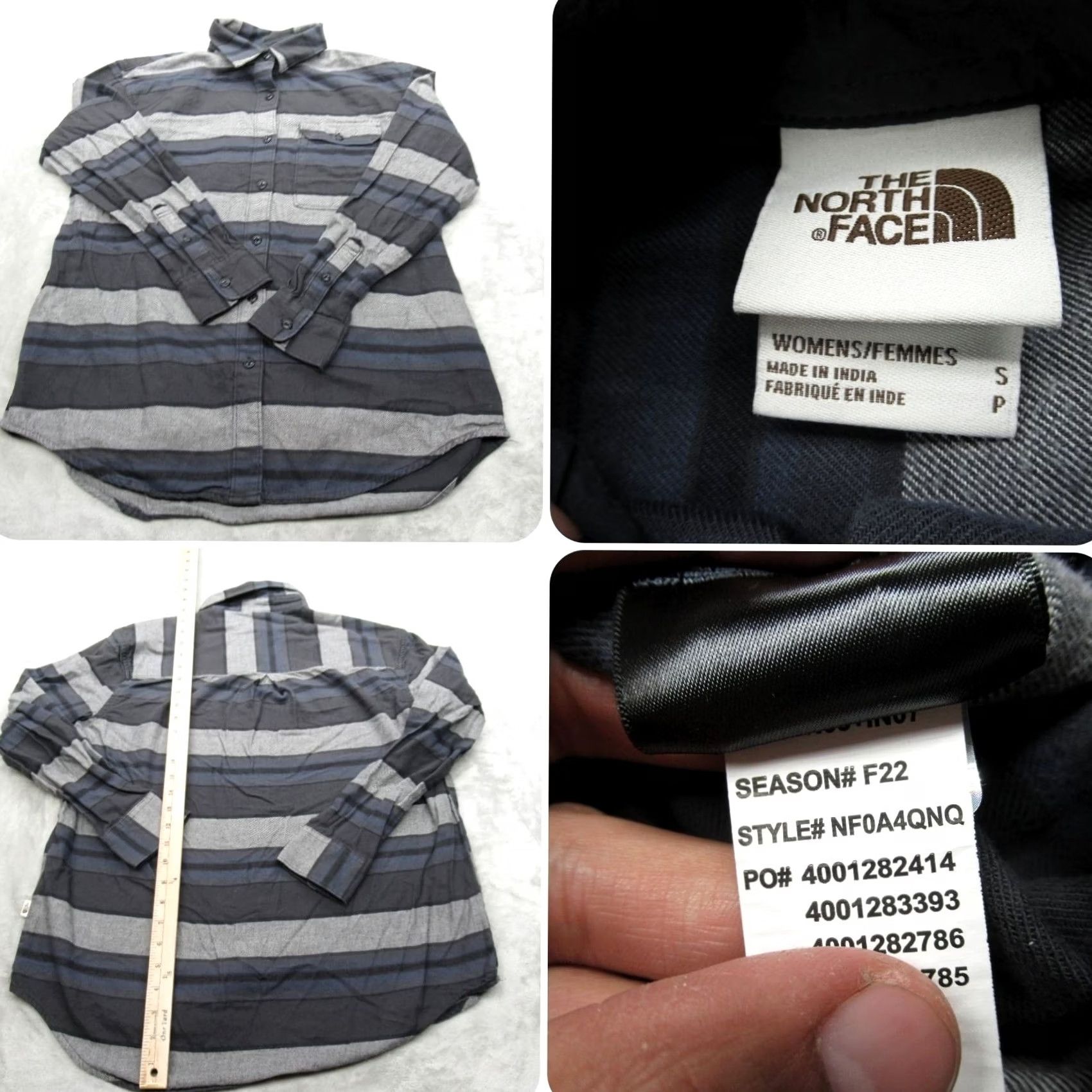 The North Face The North Face Shirt Womens Small Gray Blue Striped Berkeley Cotton Button Up Size S / US 4 / IT 40 - 2 Thumbnail
