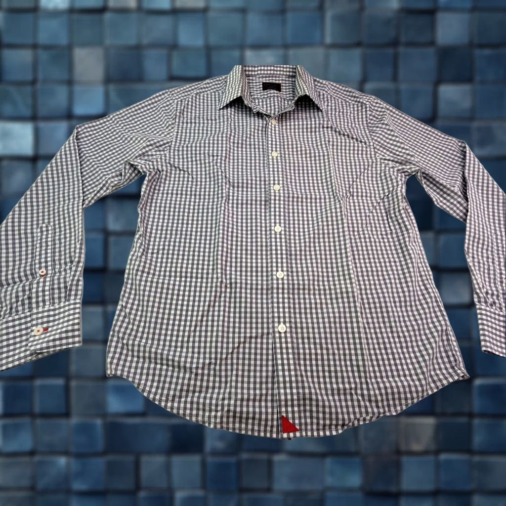 UNTUCKit UNTUCKit Plaid Button-Up Shirt Mens S Gray White Check Long Sleeve 42 Chest Size US S / EU 44-46 / 1 - 1 Thumbnail